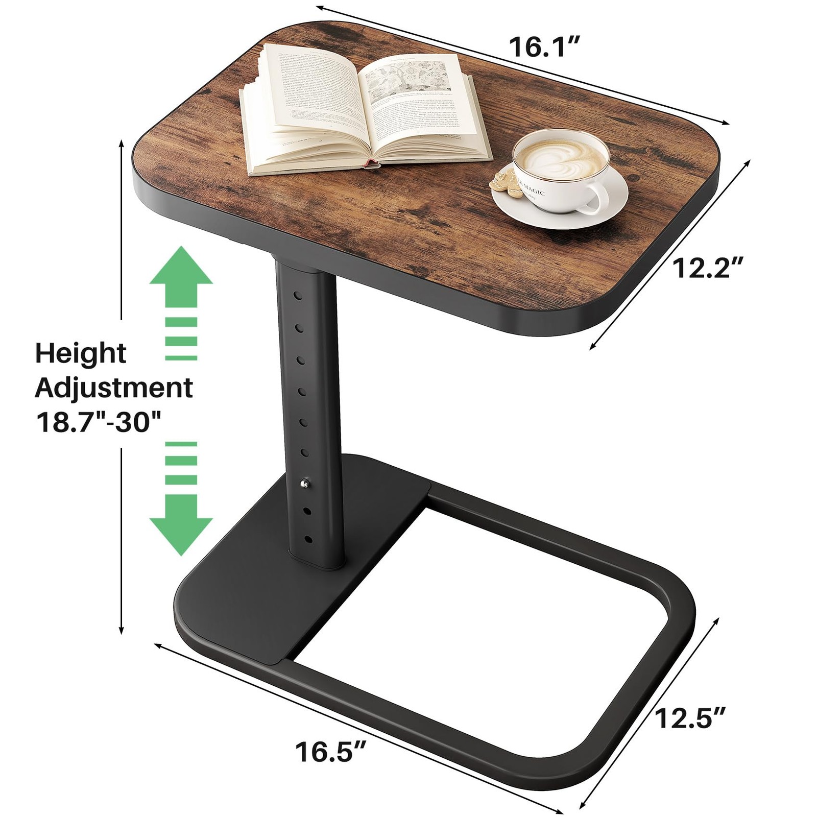 Kitstorack TV Tray Table, Adjustable Height & Flip-Top Large Top Brown