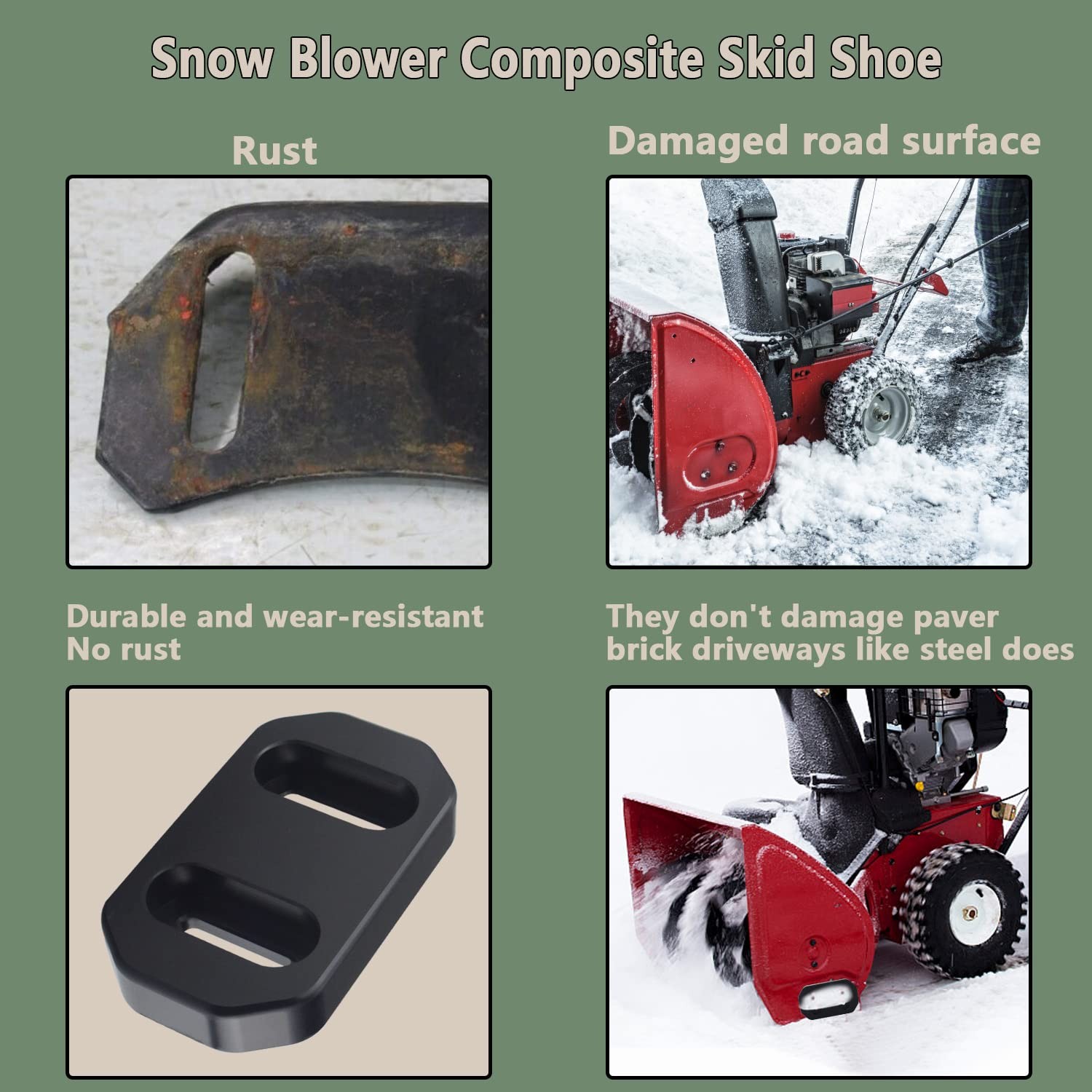 EZYPAK 2PK 106-4588-01 Snowblower Composite Skid Shoe – Compatible w/Toro