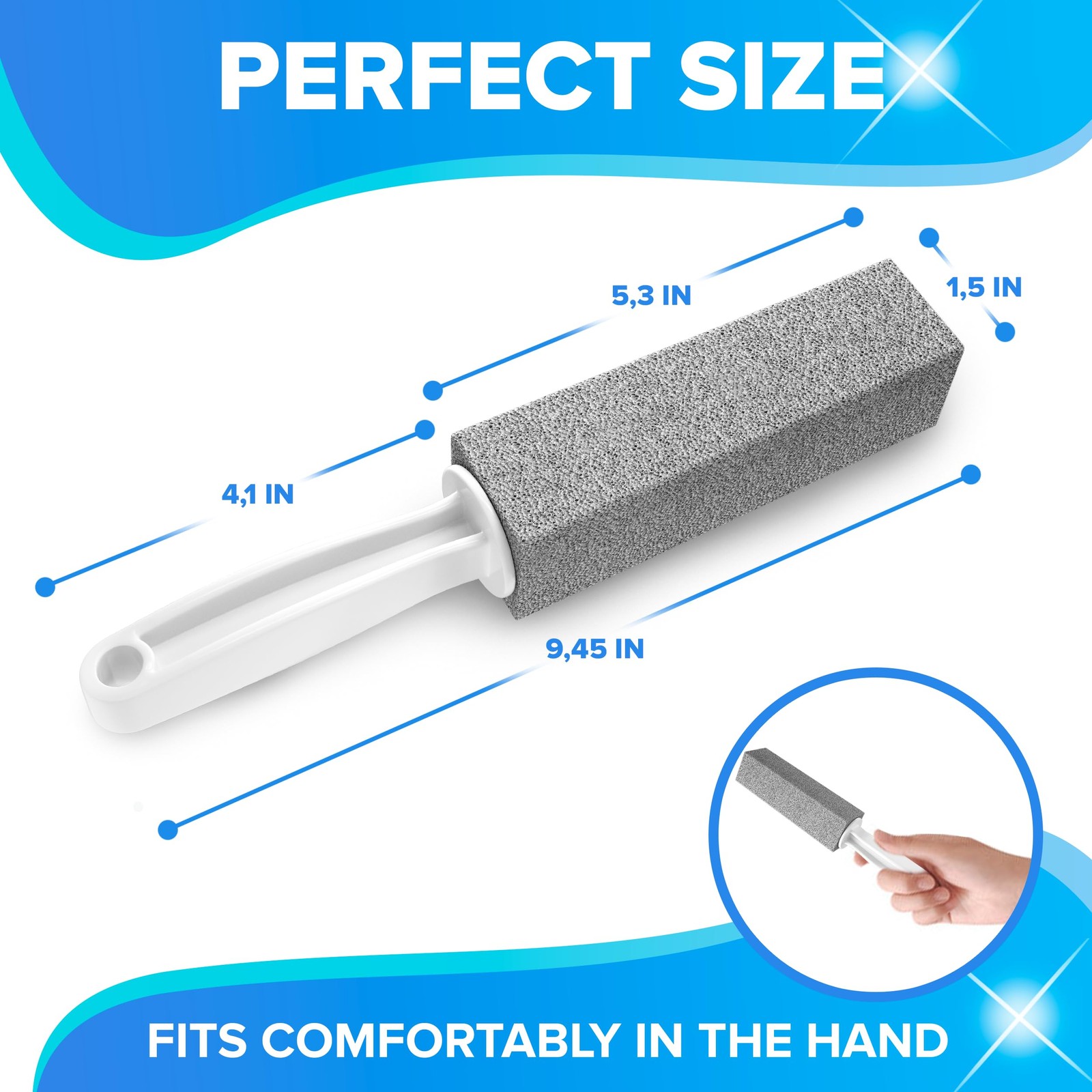 DISIWENE Pumice Cleaning Stone with 1 Count (Pack of 4), 4 Pack Handle