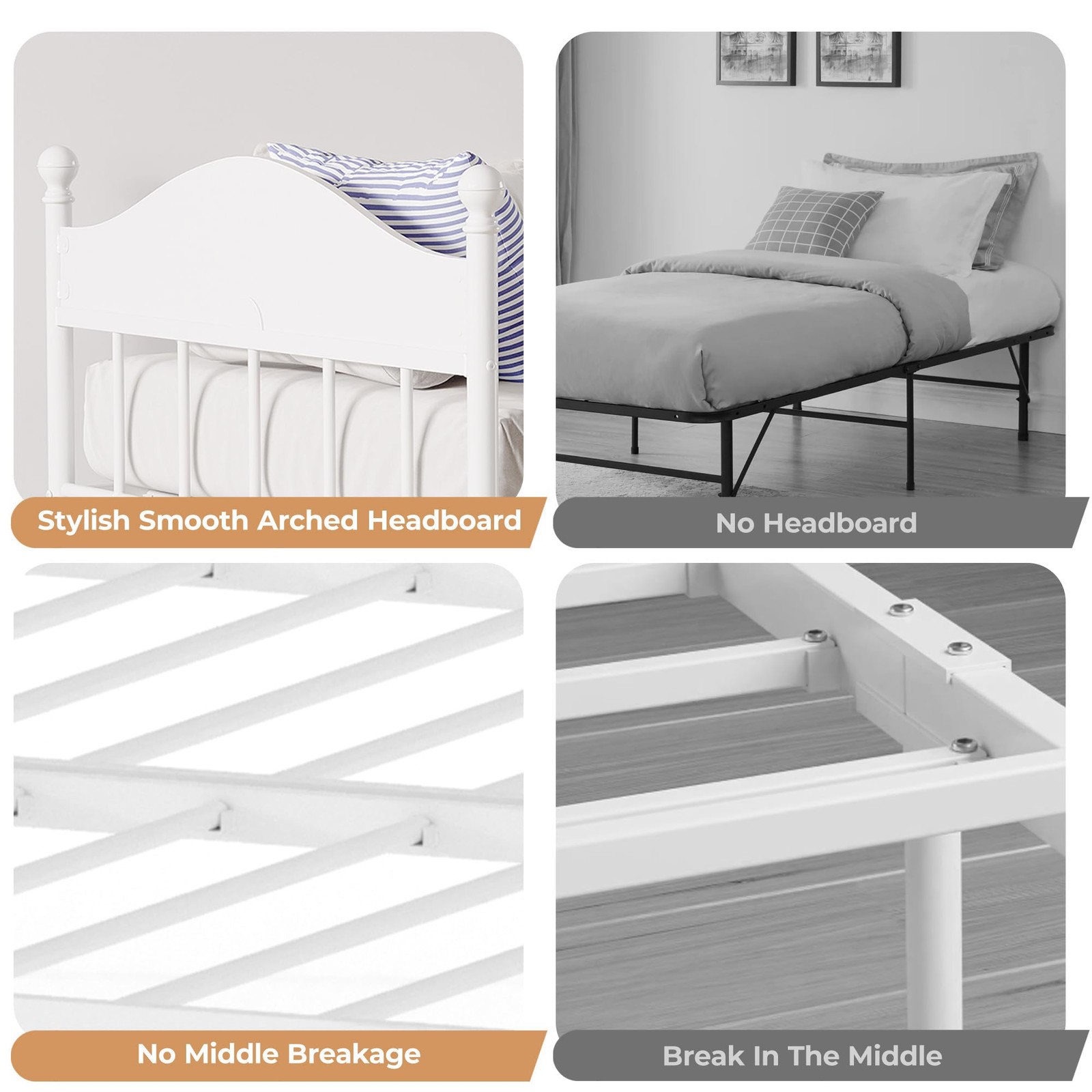 Daybed with Trundle, Metal Twin Size Day Bed Stylish Twin, White 1