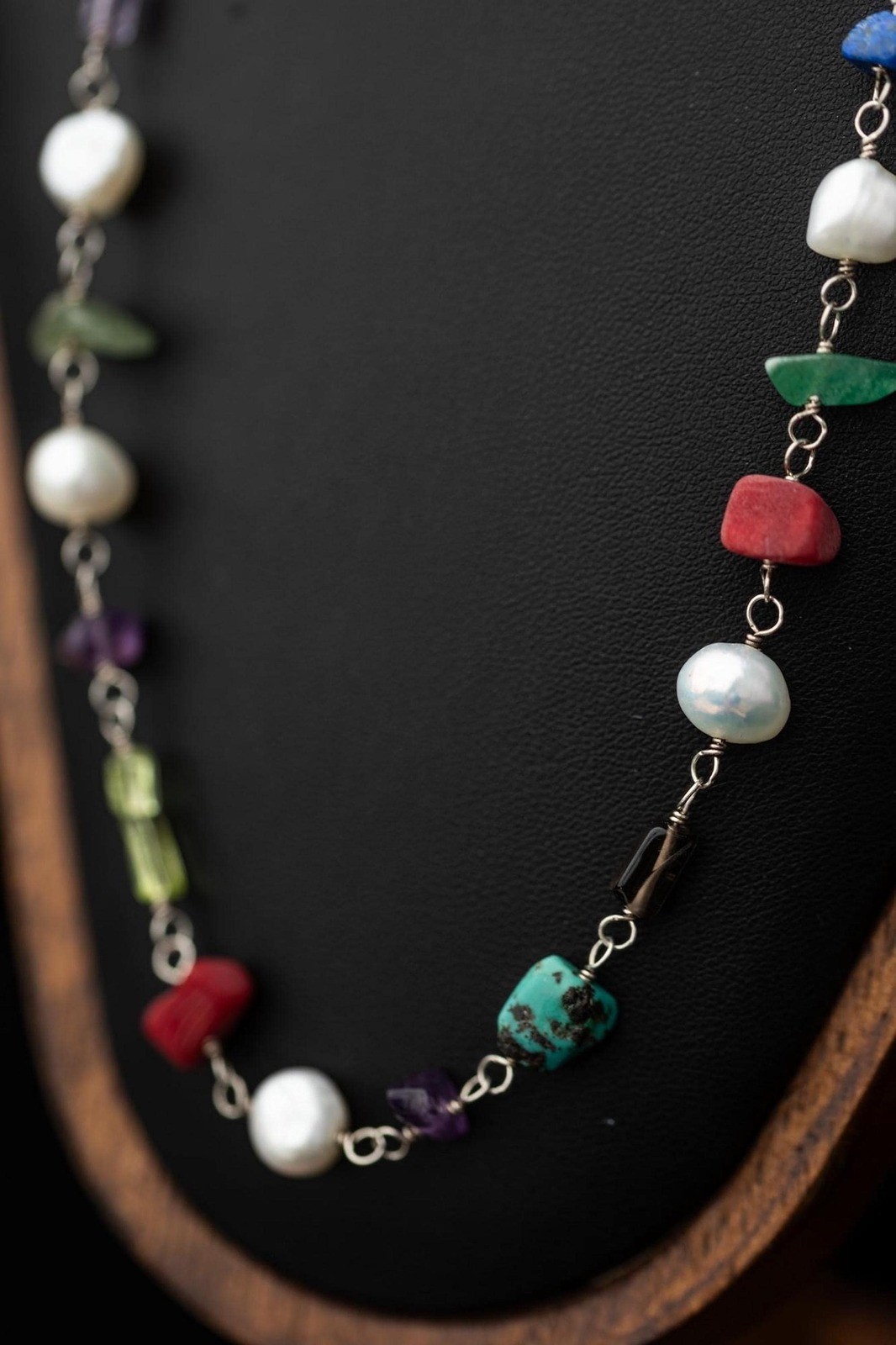 Vintage Estate Silpada Gemstone Beaded Necklace Boho Jewelry