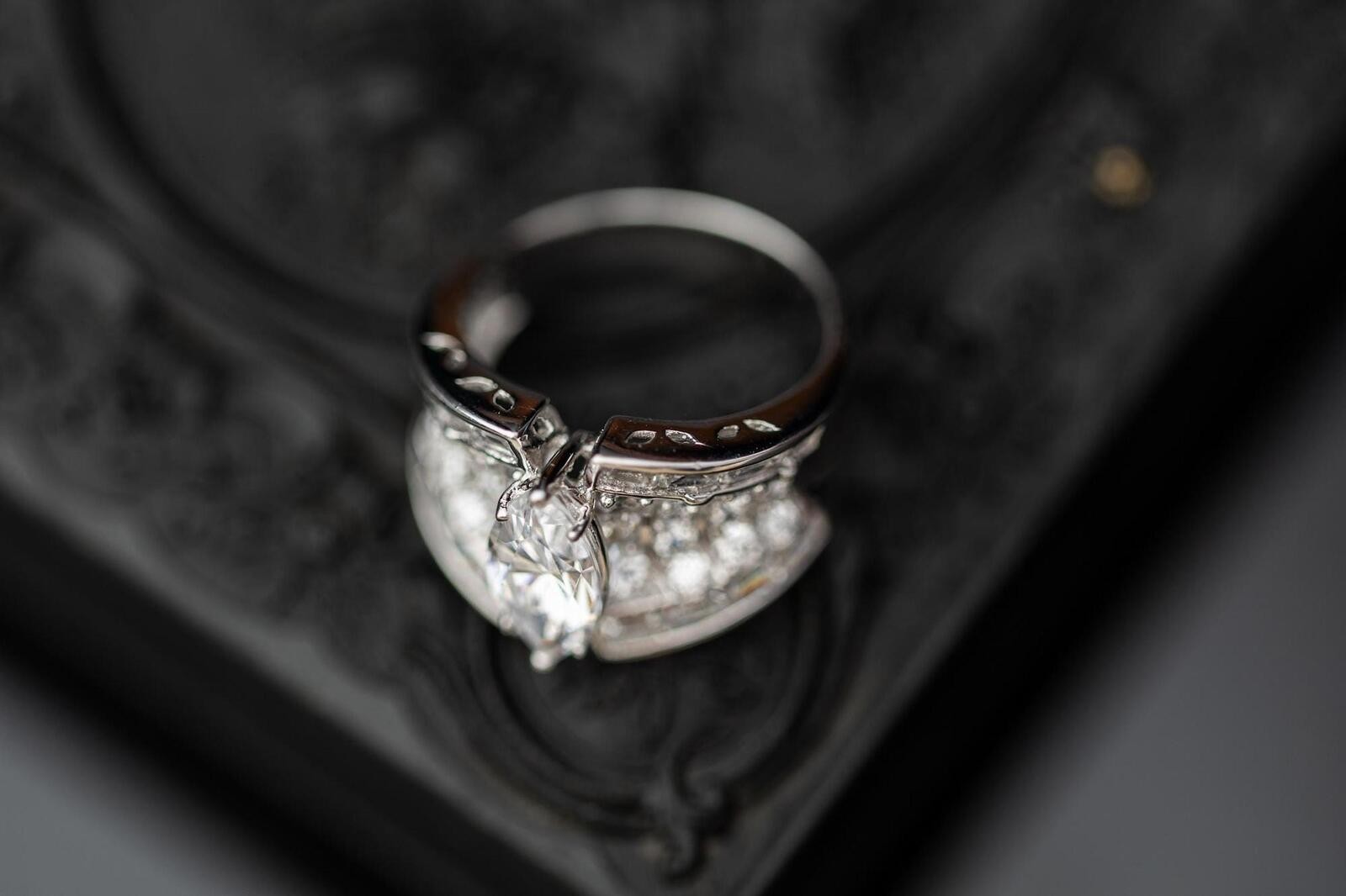 Vintage Estate Sterling Silver CZ Band Ring Mid Century Jewelry