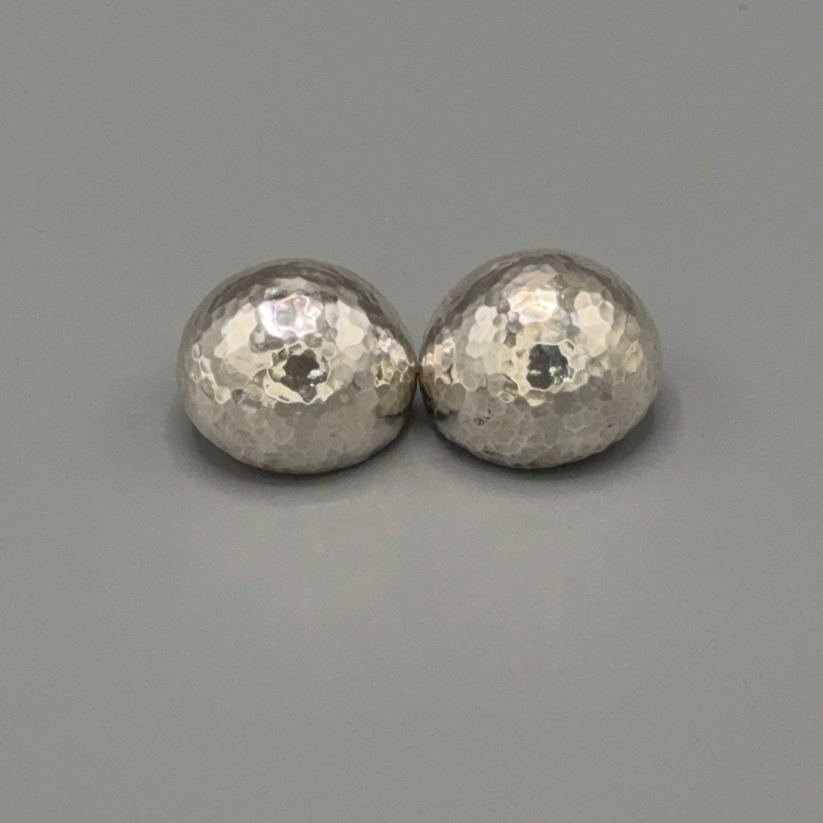 Estate Paloma Picasso for Tiffany & Co. Sterling Silver Hammered Clip On Dome Ea