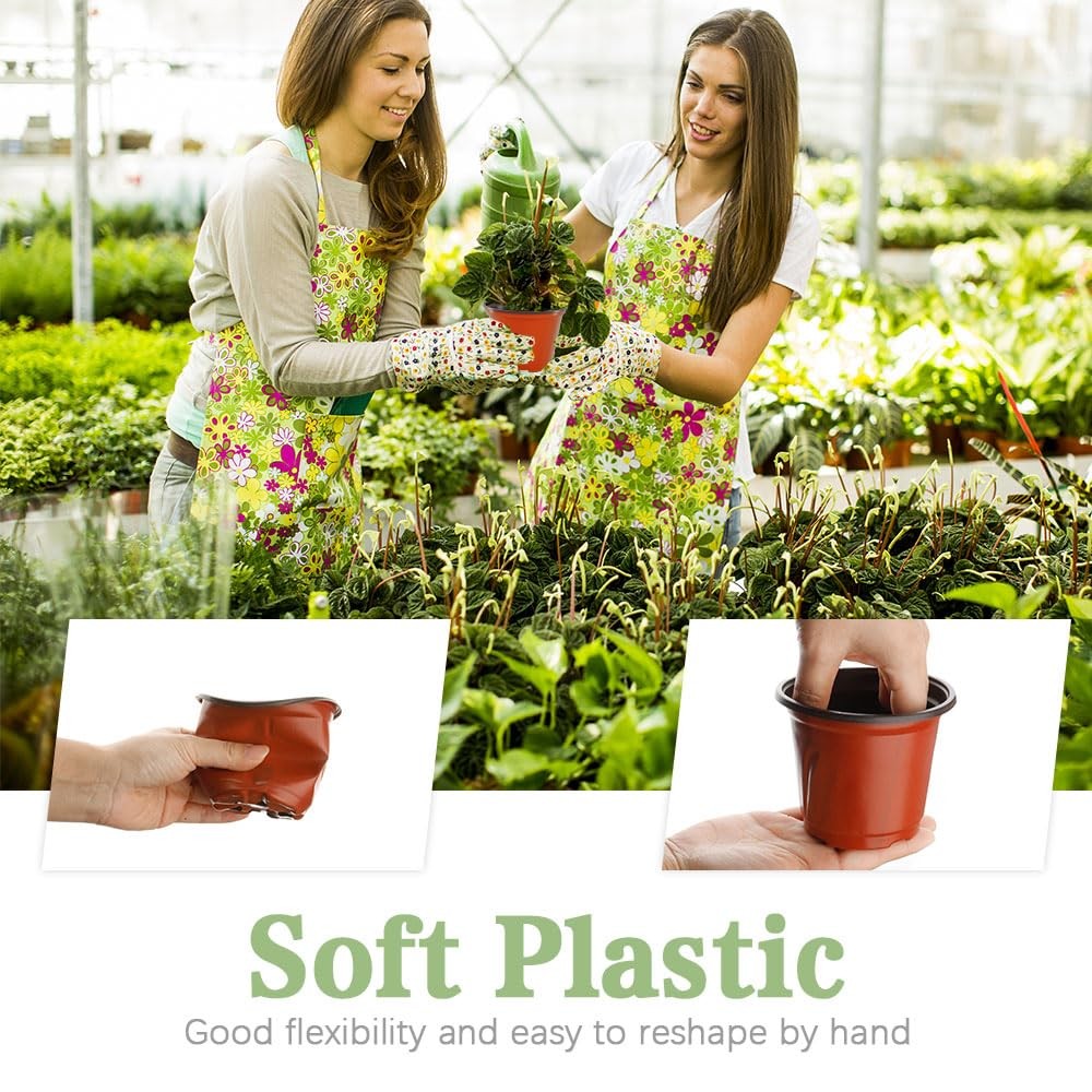 Bluckincle 100 Pcs Plant Nursery Pots, 4 Inch Small Seedling 4″, Red