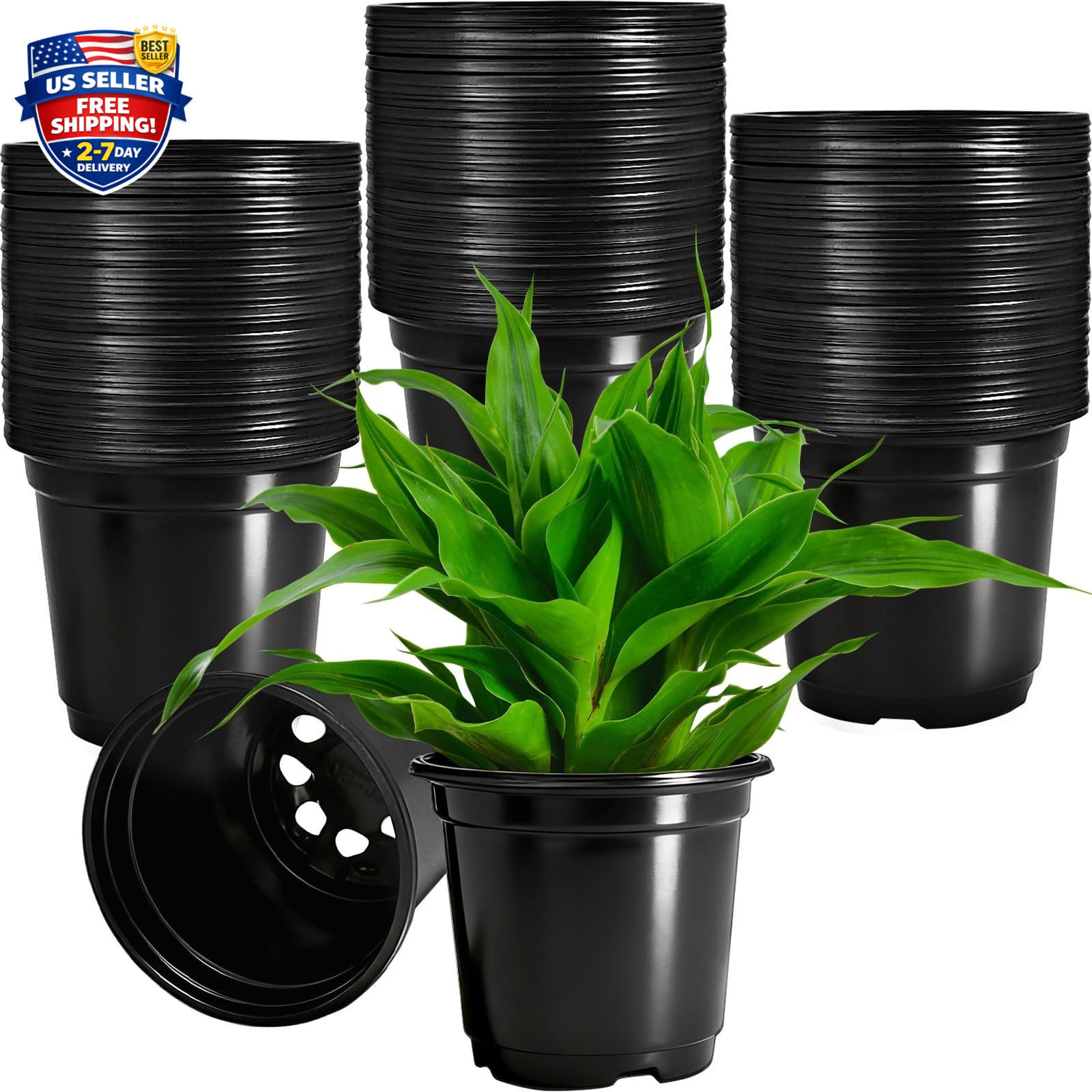 120 Pack Gallon Flexible Plant Nursery Pots Black Plastic Plant Pots with Holes