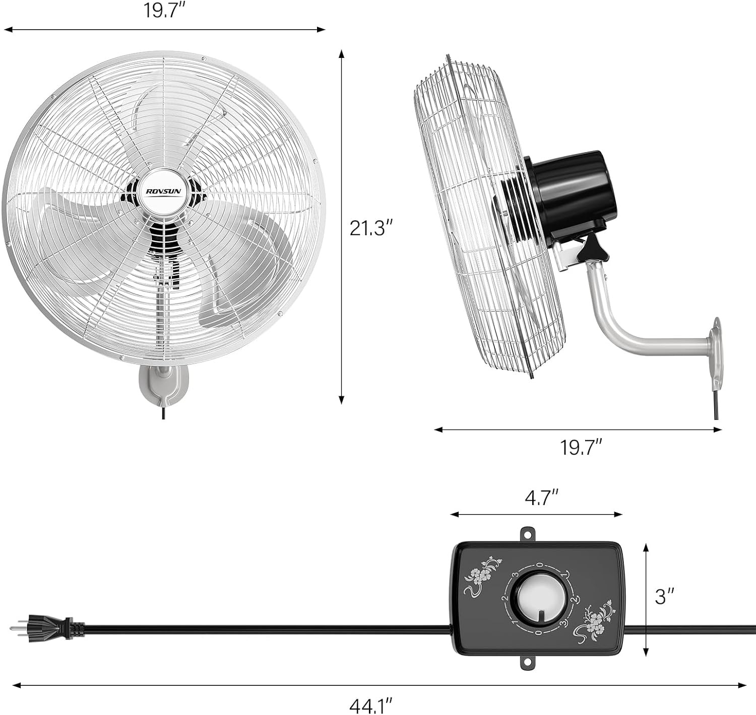 ROVSUN 18″ Wall Mounted Fan, Max 4600 CFM High Velocity Industrial Wall Fan wi