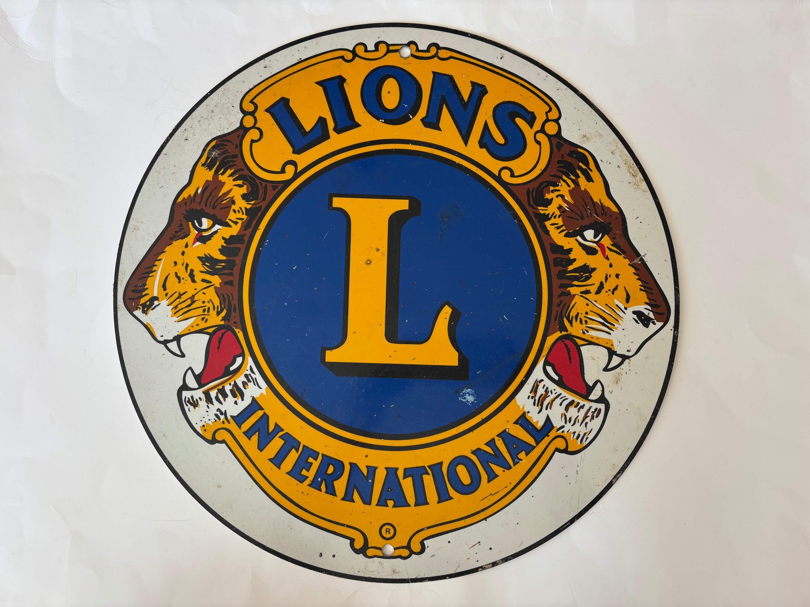 Vintage Lion’s International 18″ Aluminum Round Sign