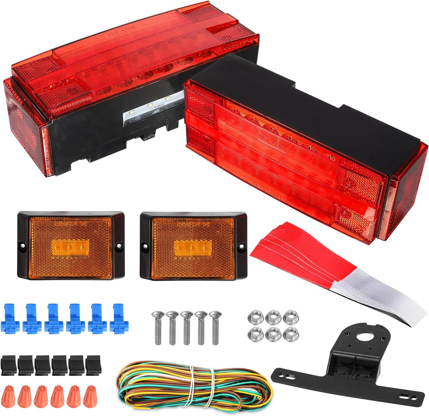 Partsam Low Profile Submersible Led Trailer Tail Light Kit, Rectangle LED Traile