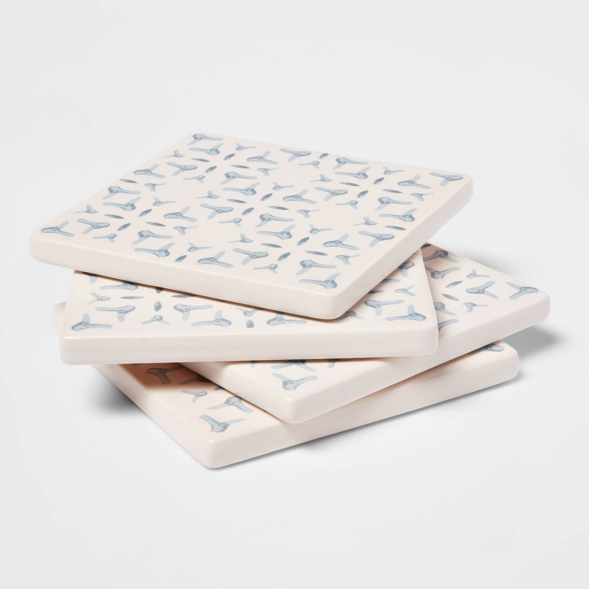 4pk Stoneware Stamp Coasters Light Blue – Threshold™: Traditional Drink Coasters
