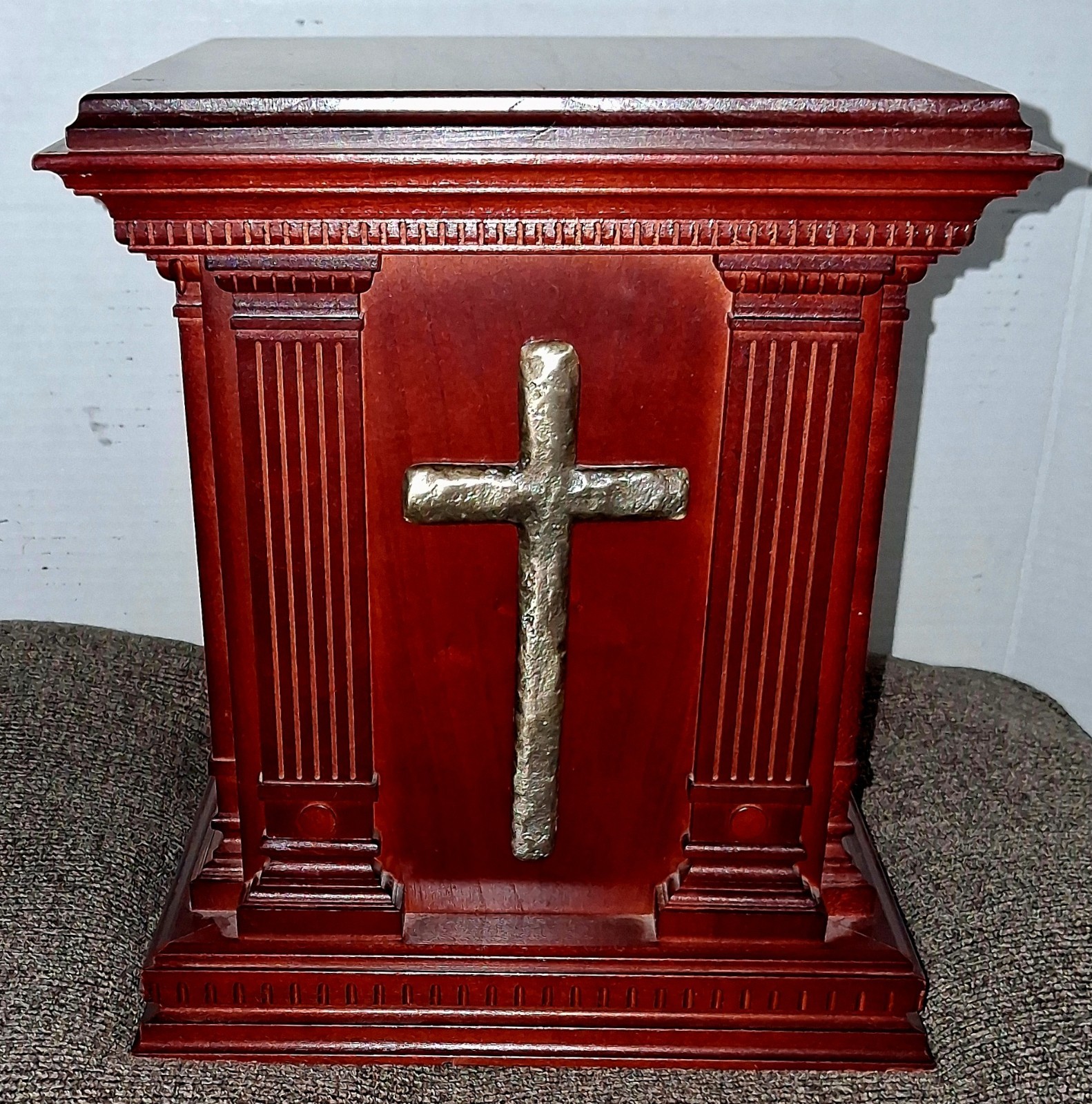 Cherry Wood Urn With Gorgeous Cross Ornament ✝️