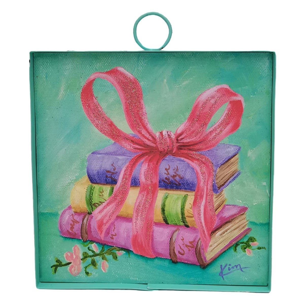 The Round Top Collection Mini Books & Bow Print 6x6x1