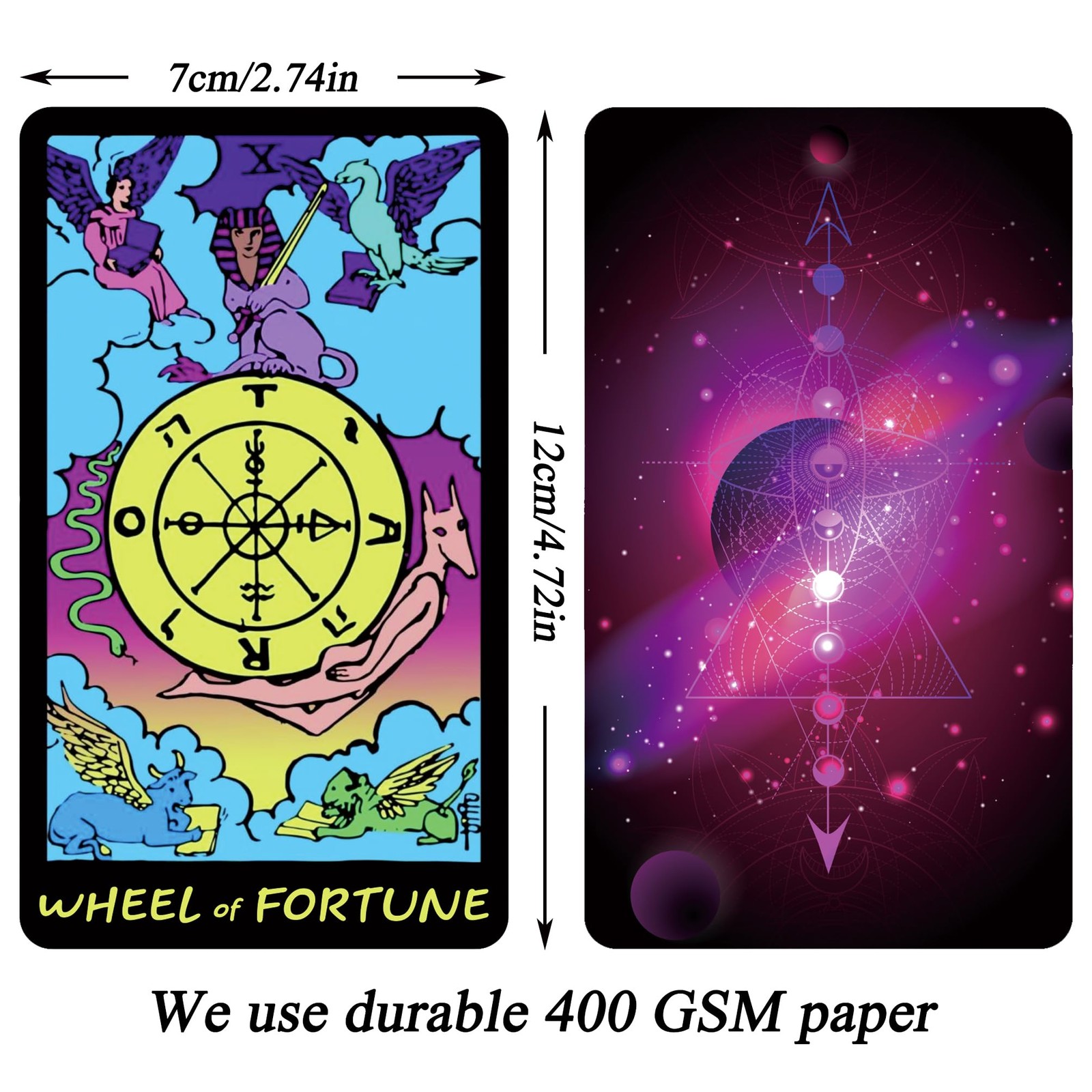 Colorful Neon Tarot Cards Deck With Guidebook for Beginners – 78 Classic Cards