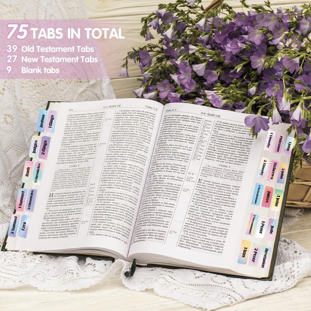 Holy Bible Tabs for Women and Men, 66 3×5 inches, Normal Font-colorful