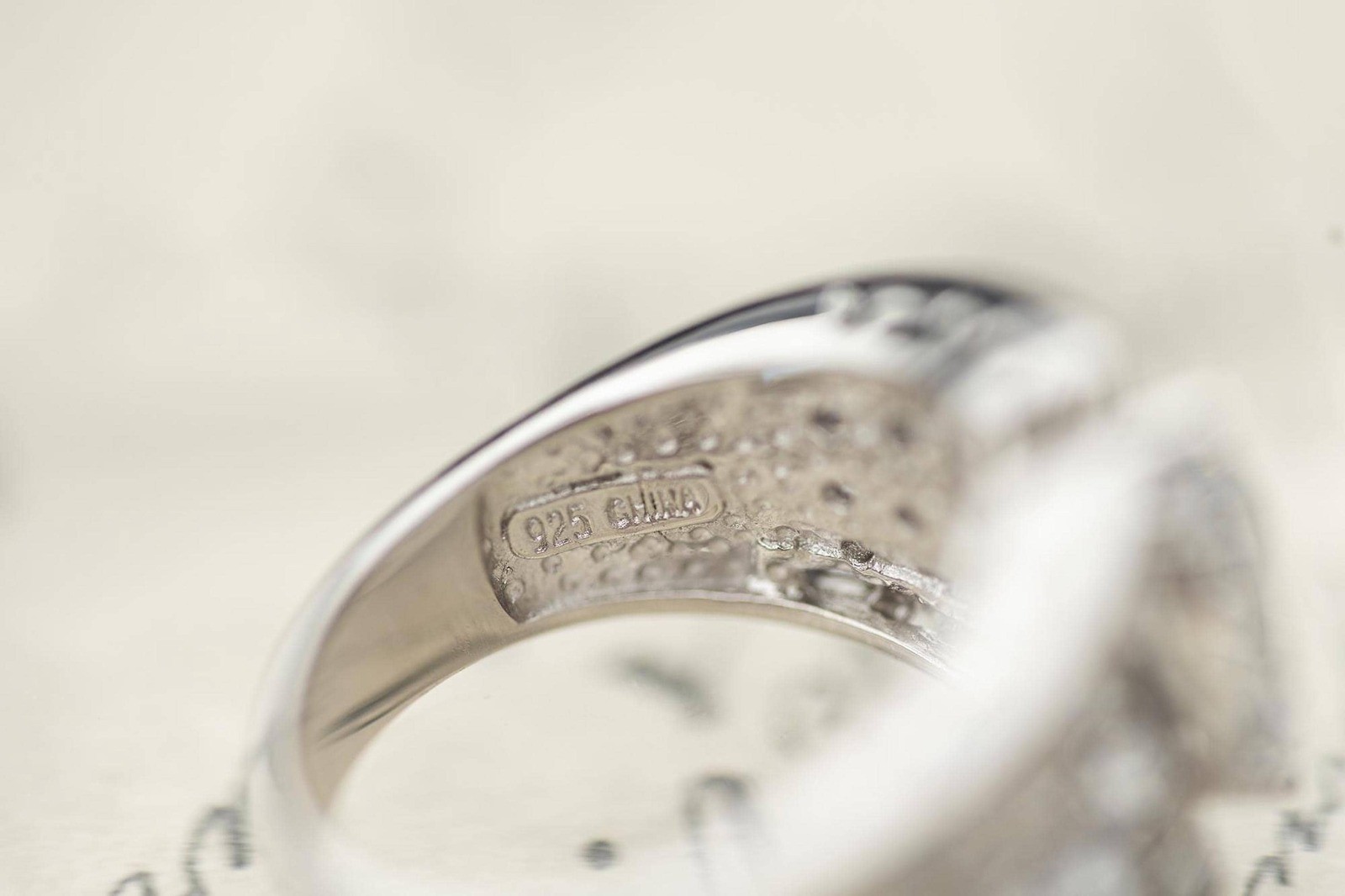 Vintage Estate Sterling Silver CZ Band Ring Mid Century Jewelry