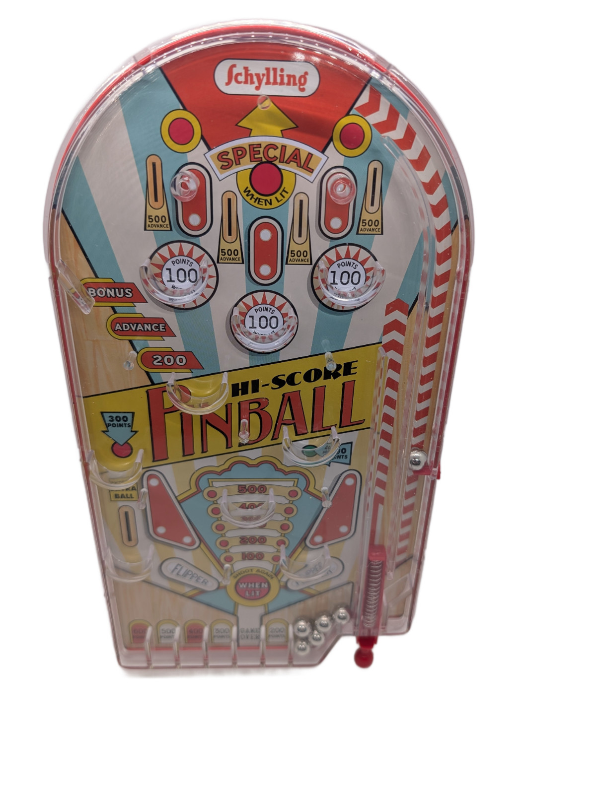 2018 Schylling Hi-Score Pinball Game 10” Retro Handheld Steel Ball Marble Toy