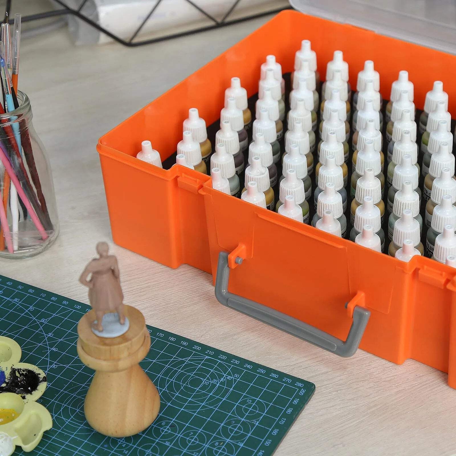 1pc Model Paint Organizer Pigment Bottle Storage Suitcase Portable Holds 88pcs B