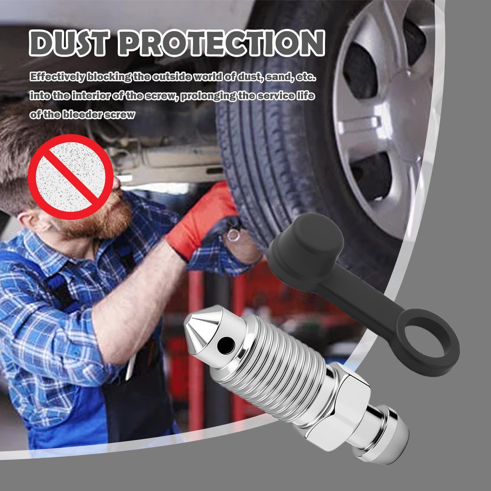 4PCS M10X1.0-32.1Mm Car Brake Bleeder Screw with 4PCS Grease Fitting Caps,Sturdy