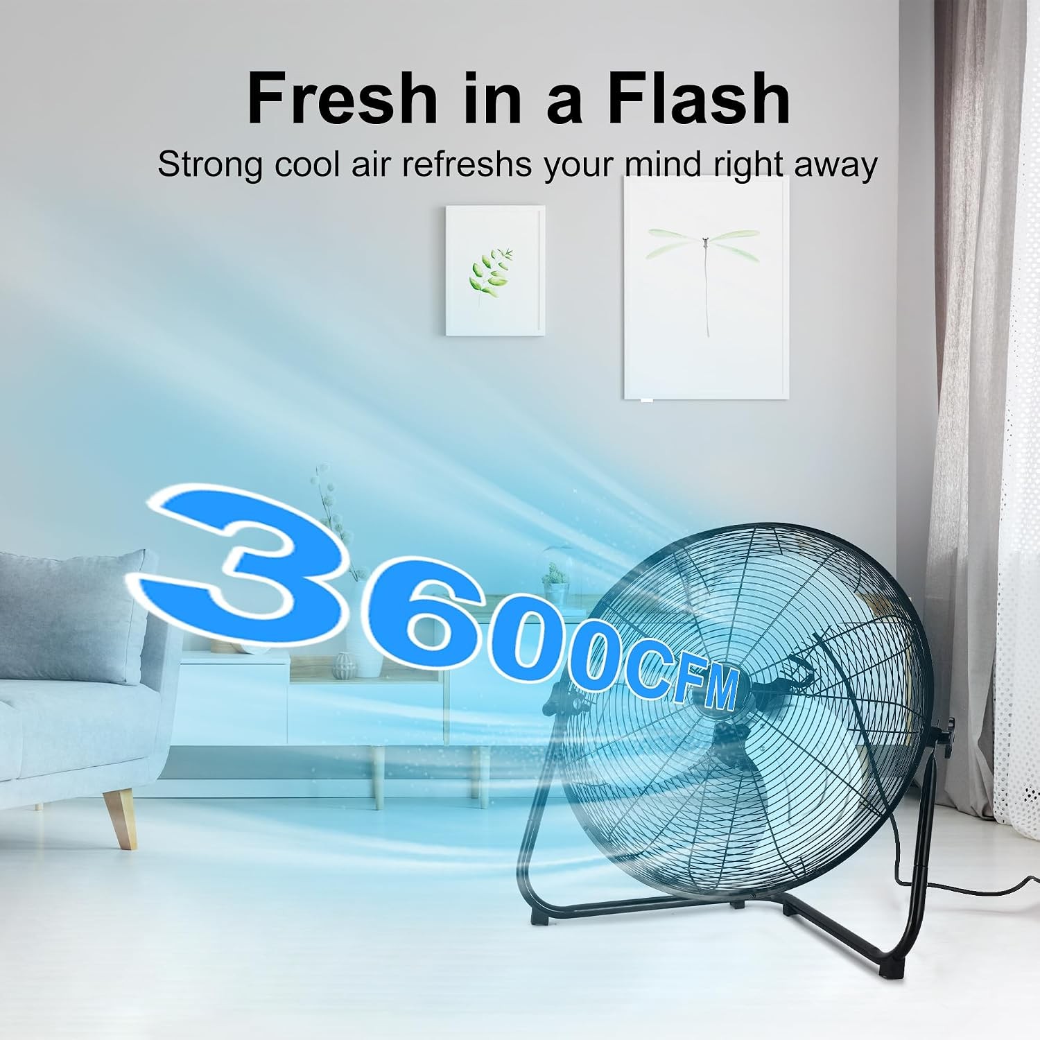 Uthfy 20 Inch High Velocity Heavy Duty Fan, Metal Industrial Floor Fan with Wa