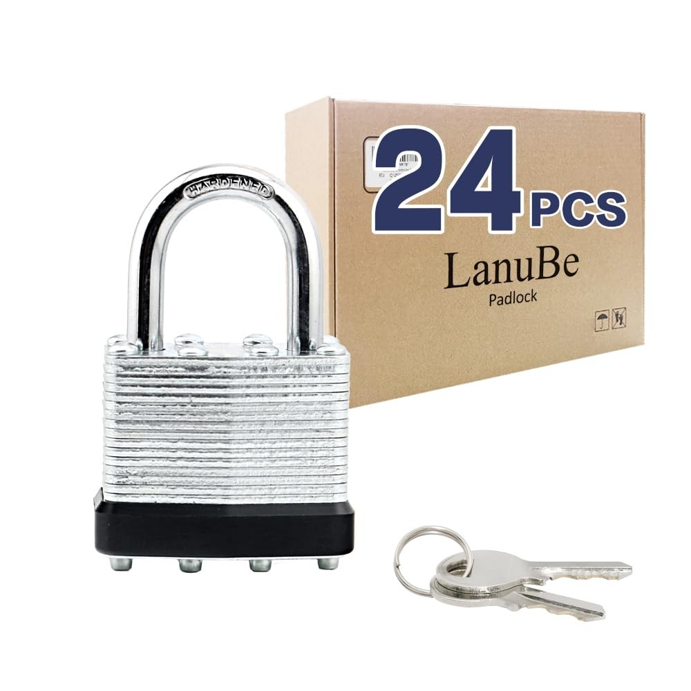 24 Piece Padlock Keyed Alike Laminated Steel 40mm Heavy Duty Security Same Key