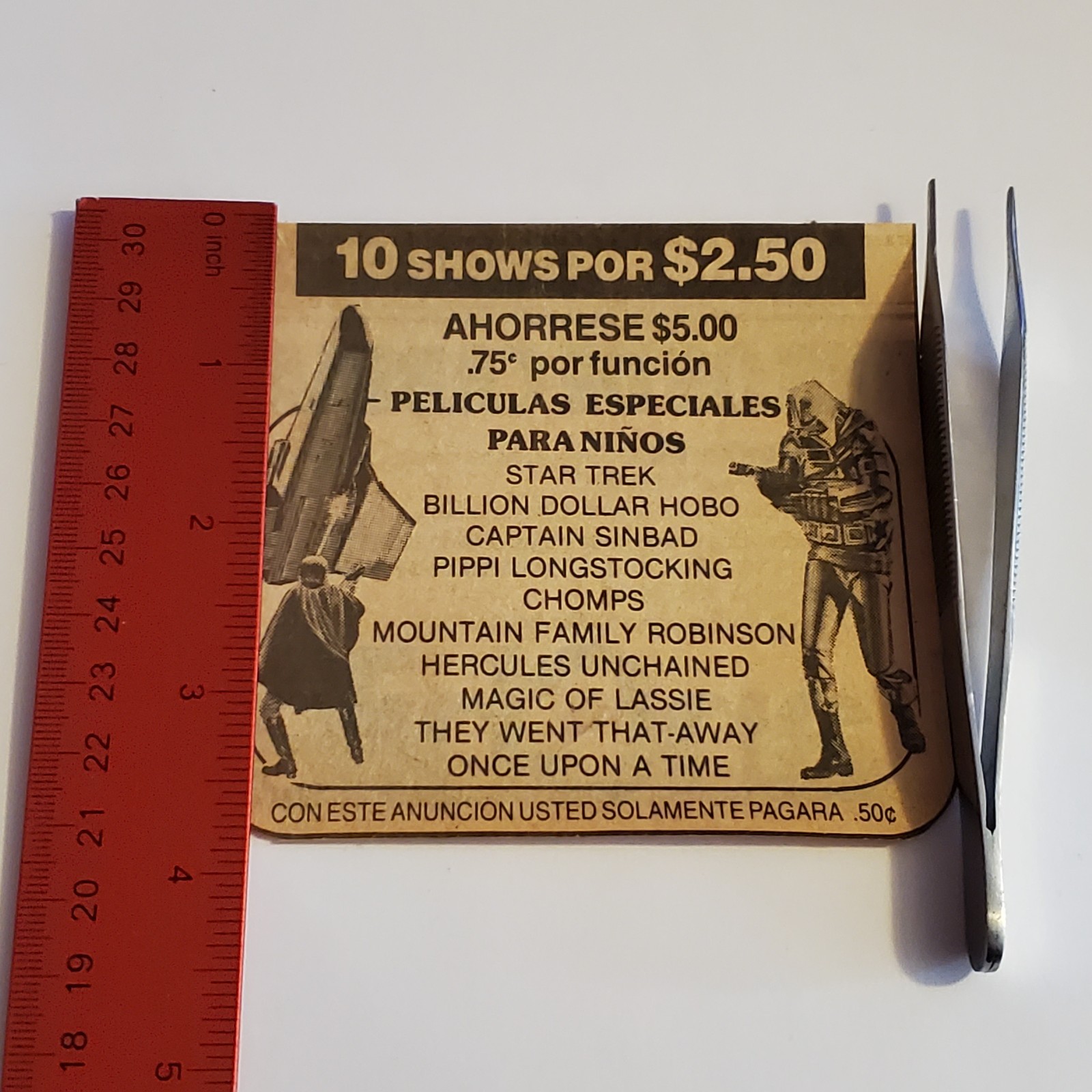 Vintage 10 SHOWS POR 2.50 Movie Advertisement Peliculas Para Niños Star Trek AD