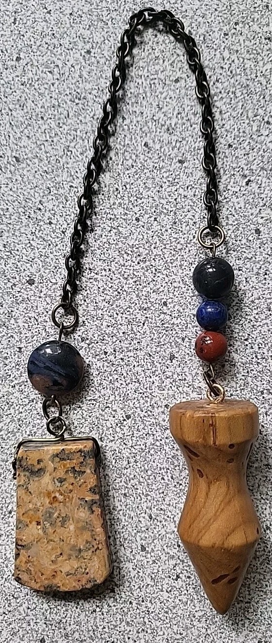 MAPLE Wood Pendulum 2nd, 5th Chakras: Red Leopard Jasper Energy Healing, Dowsing