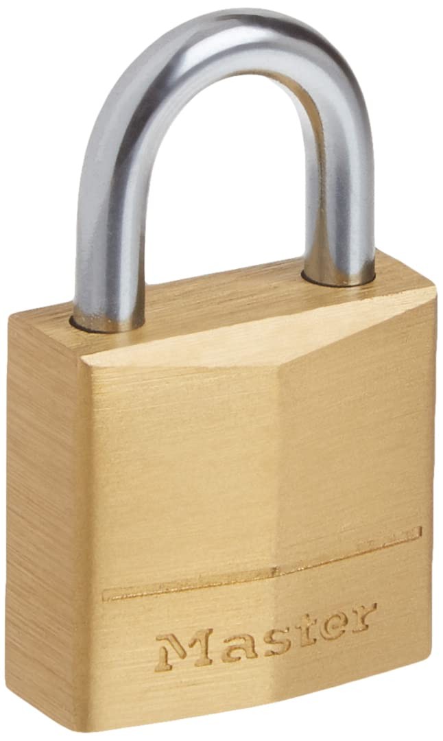 Master Lock Padlock, Solid Brass Lock, 3/4 in. Wide, 120Q 4 Pack, 3/4″ 4-Pack