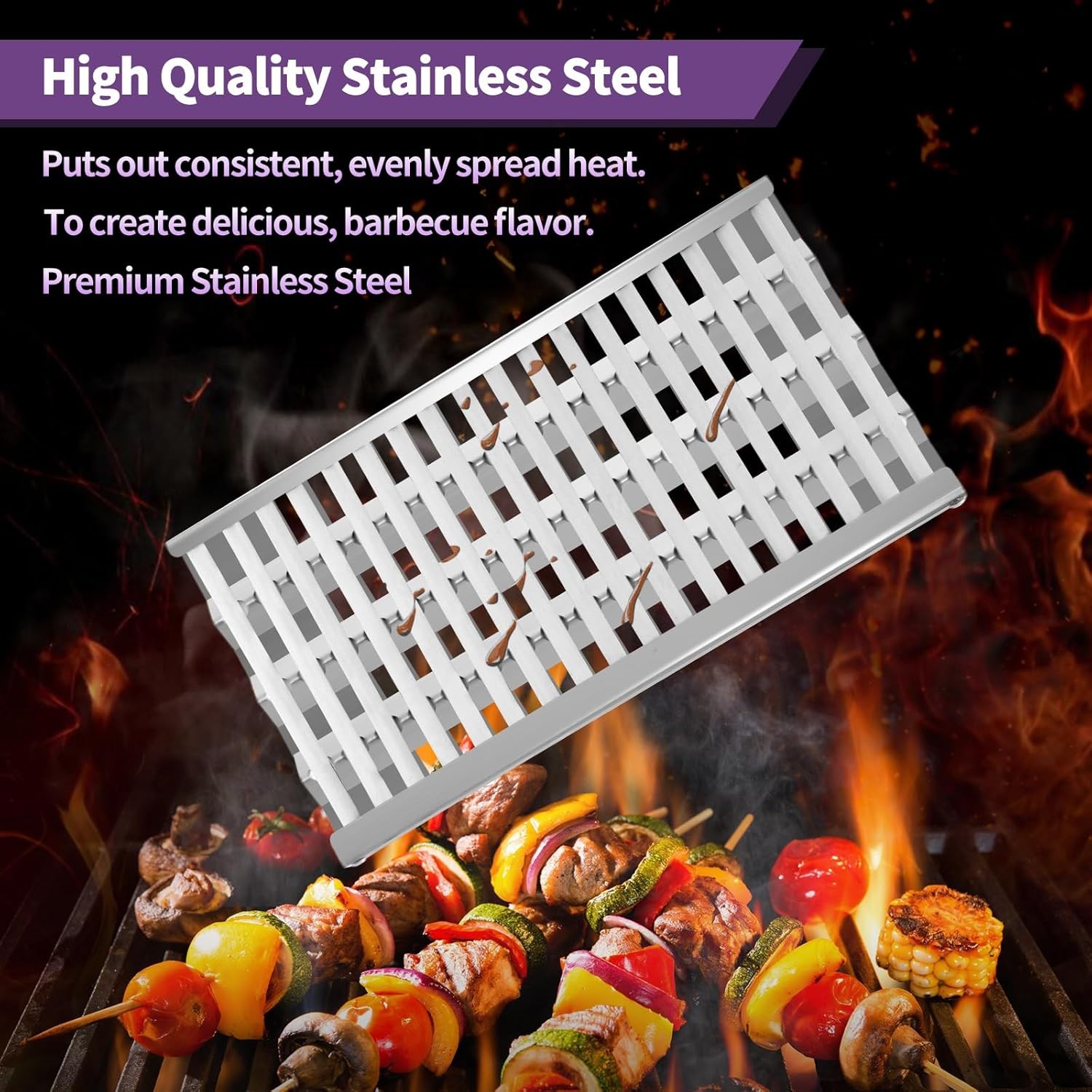 54801 9MM Stainless Steel Grill Grate with 92911 Heat Plate Shield for DCS…