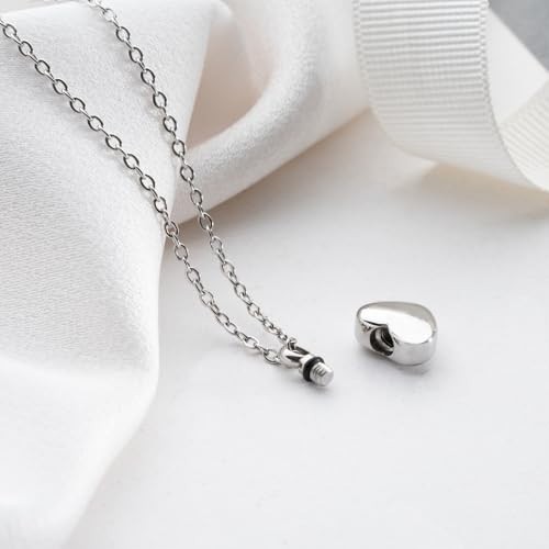 Cremation Jewelry Tiny Heart Urn Necklaces for Ashes for Women Men Stainless Ste