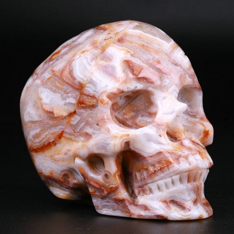 3.0″ Mexico Crazy Lace Agate Carved Crystal Skull, Realistic, Crystal Healing