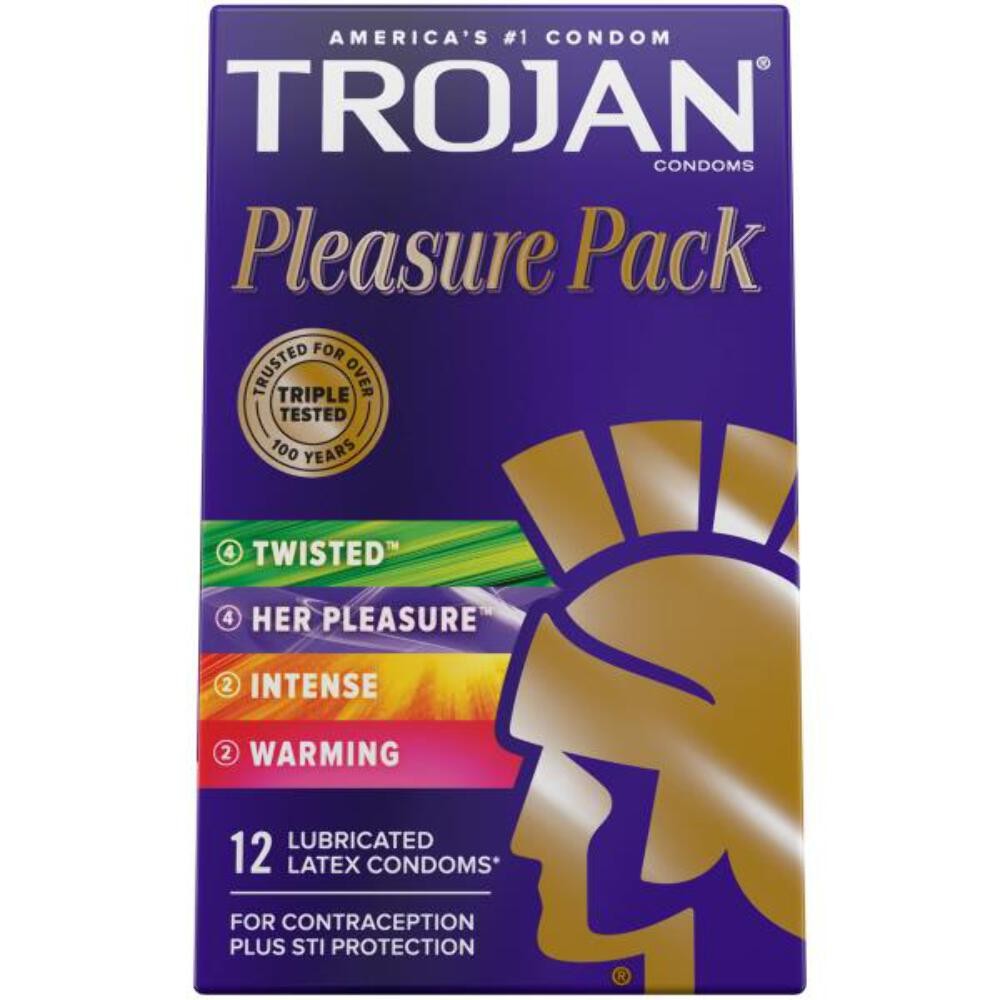 1/28 Trojan Pleasure Variety Pack Lubricated Condoms – 12 Count