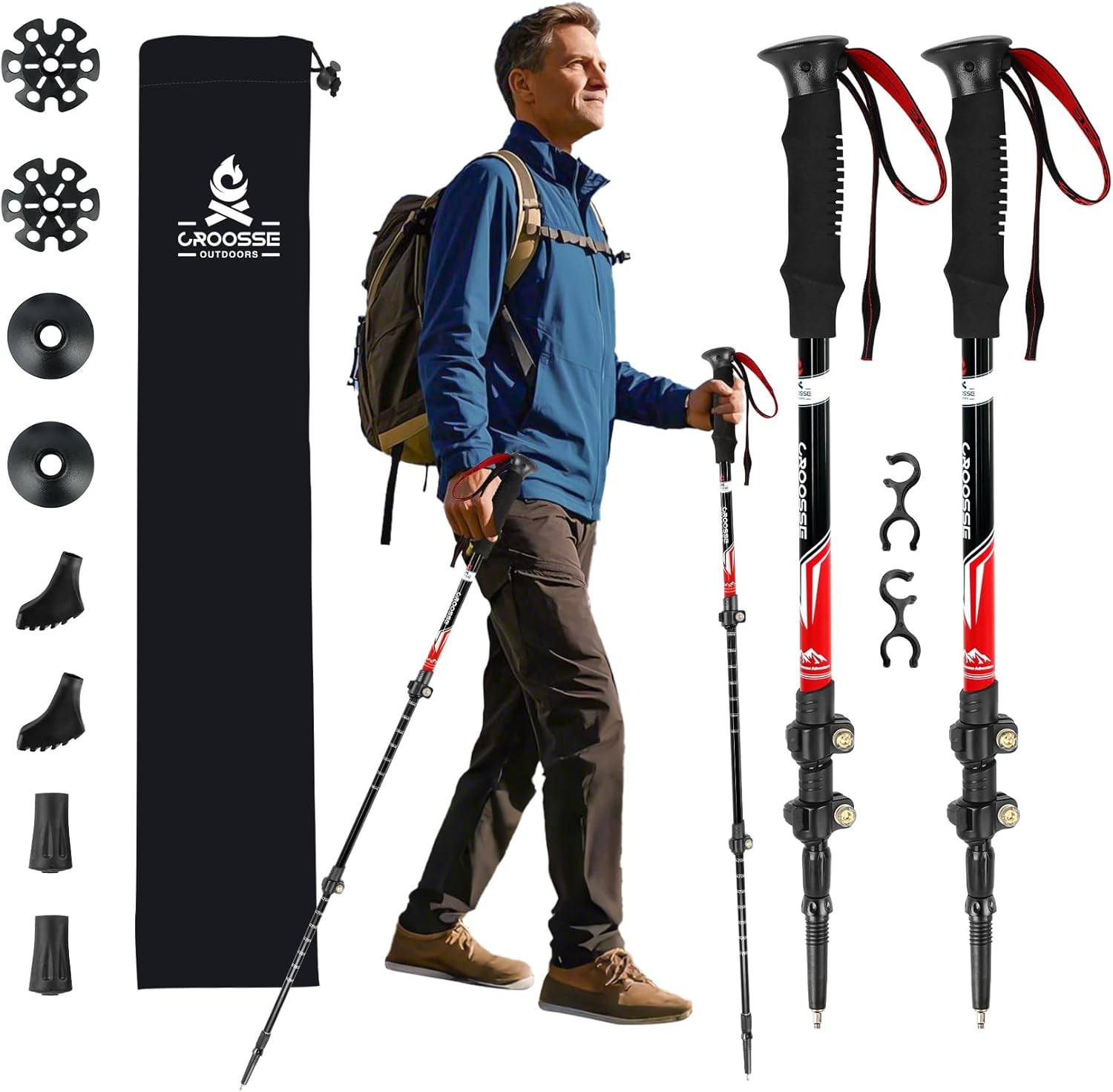 Hiking Poles, Trekking Poles for Hiking, Lightweight Aluminum Adjustable