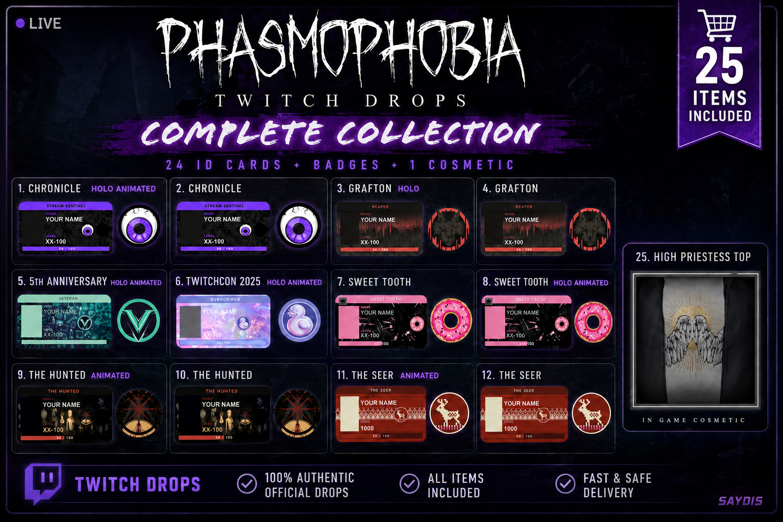 Phasmophobia Twitch Drops Mega Pack — All 25 Animated & Holo Rewards