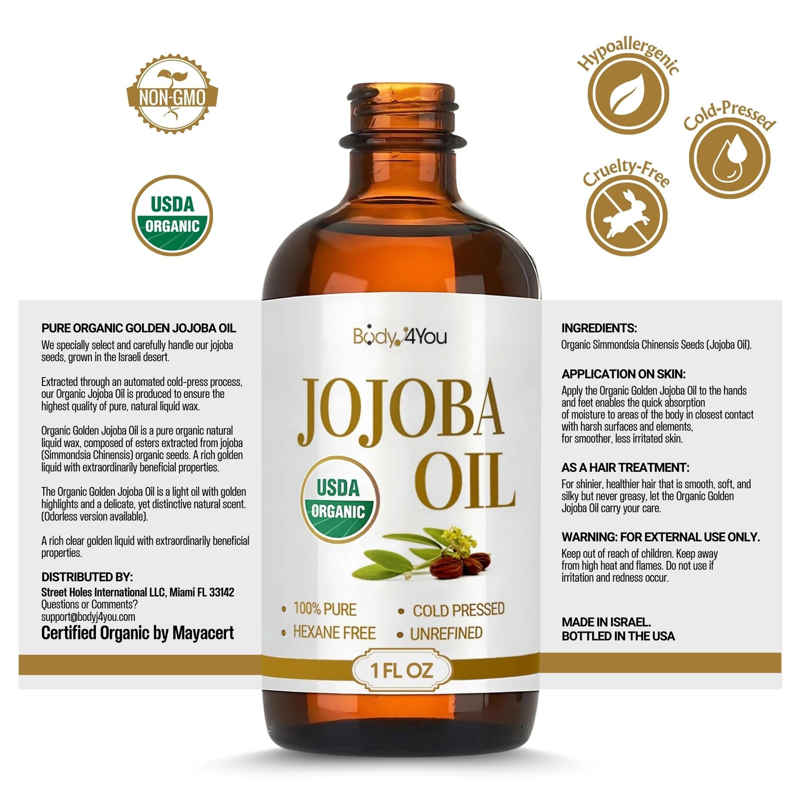 BodyJ4You Organic Jojoba Oil 6PC Dermaplane 1 Fl Oz (Pack of 1), Yellow