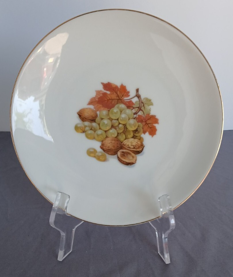 Vintage Arzberg Bavaria Germany Porcelain Plate Grapes Nuts Gold Rim