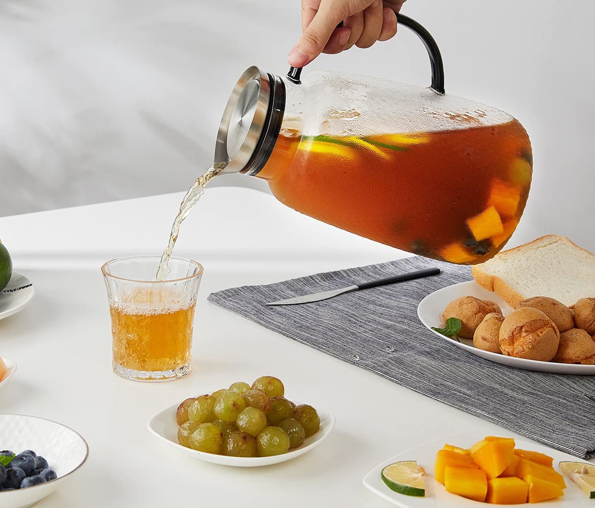 Purefold 80oz Glass Pitcher w/ Stainless Steel Lid Hot/Cold – Stove & Dishwasher