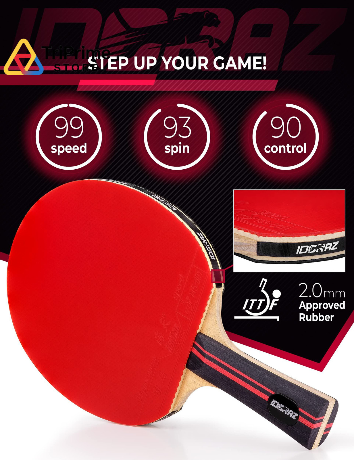 Idoraz Professional Ping Pong Paddle – Best Table One Size, Single