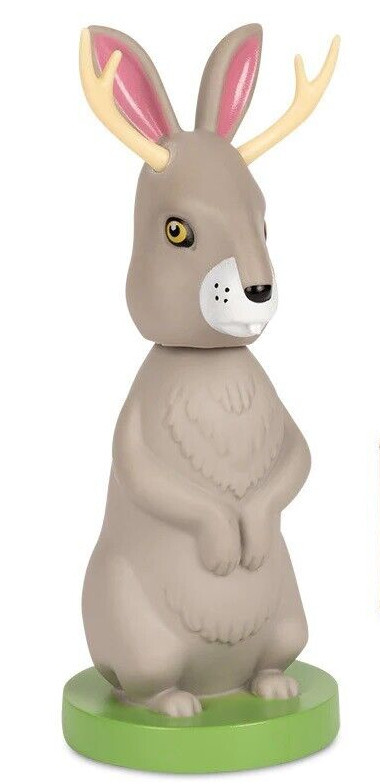 Bobblehead Jackalope 5 3/4 inches tall Cute! Hard Vinyl Jackalope Nodder Fun!