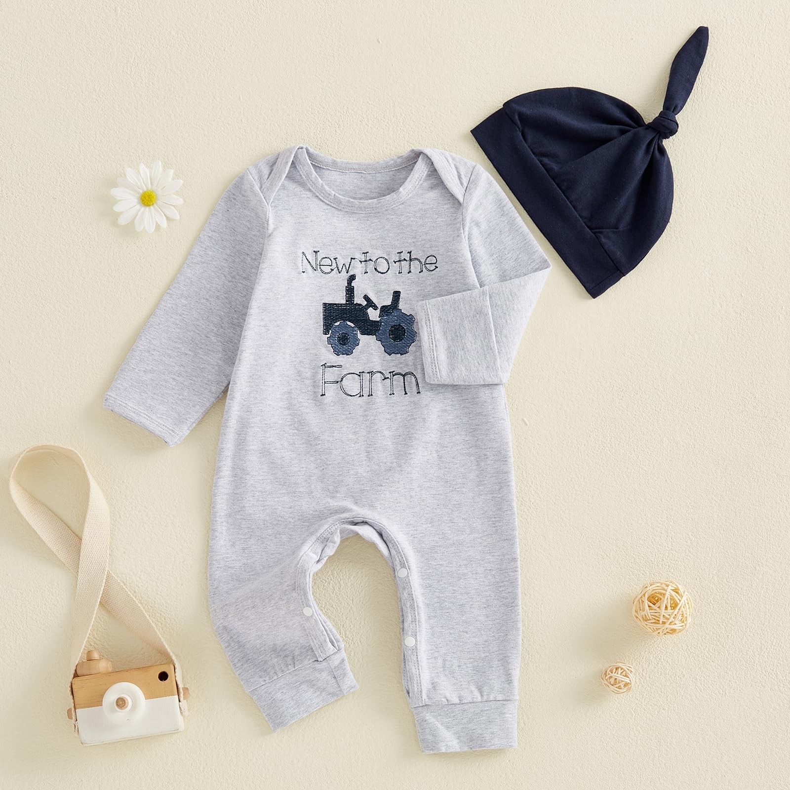 Bagilaanoe Fall Outfit Newborn Baby Boy One Piece Clothes Newborn, Light Grey