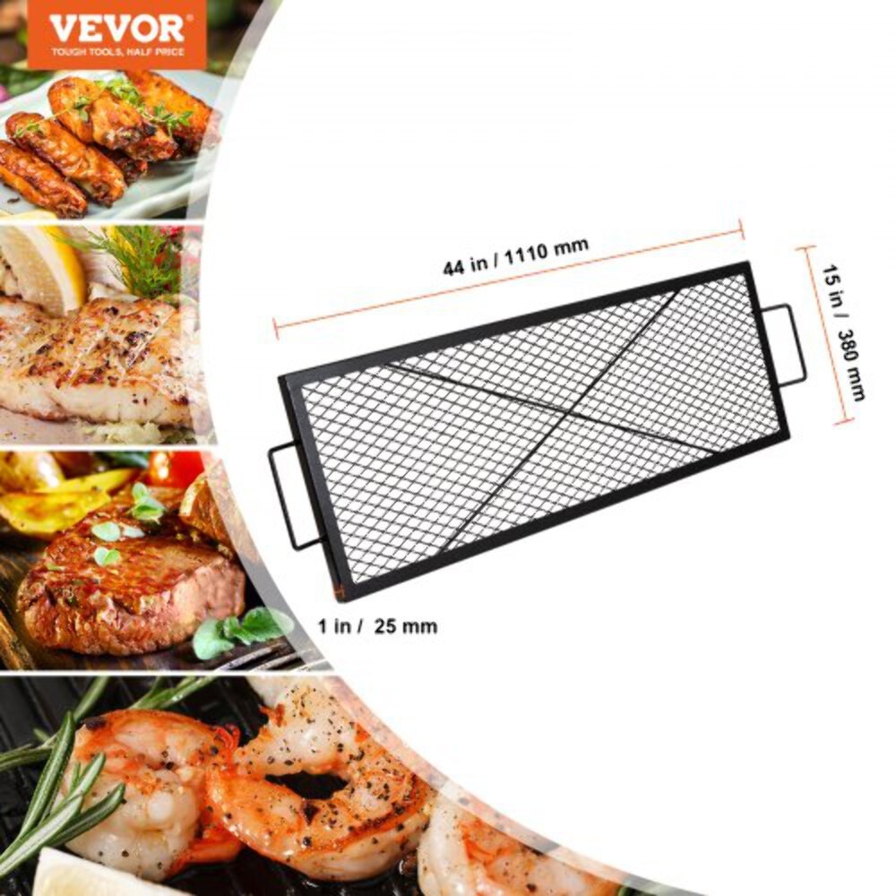 XMarks Fire Pit Grill Grate Rectangle Cooking Grate Heavy Duty Steel