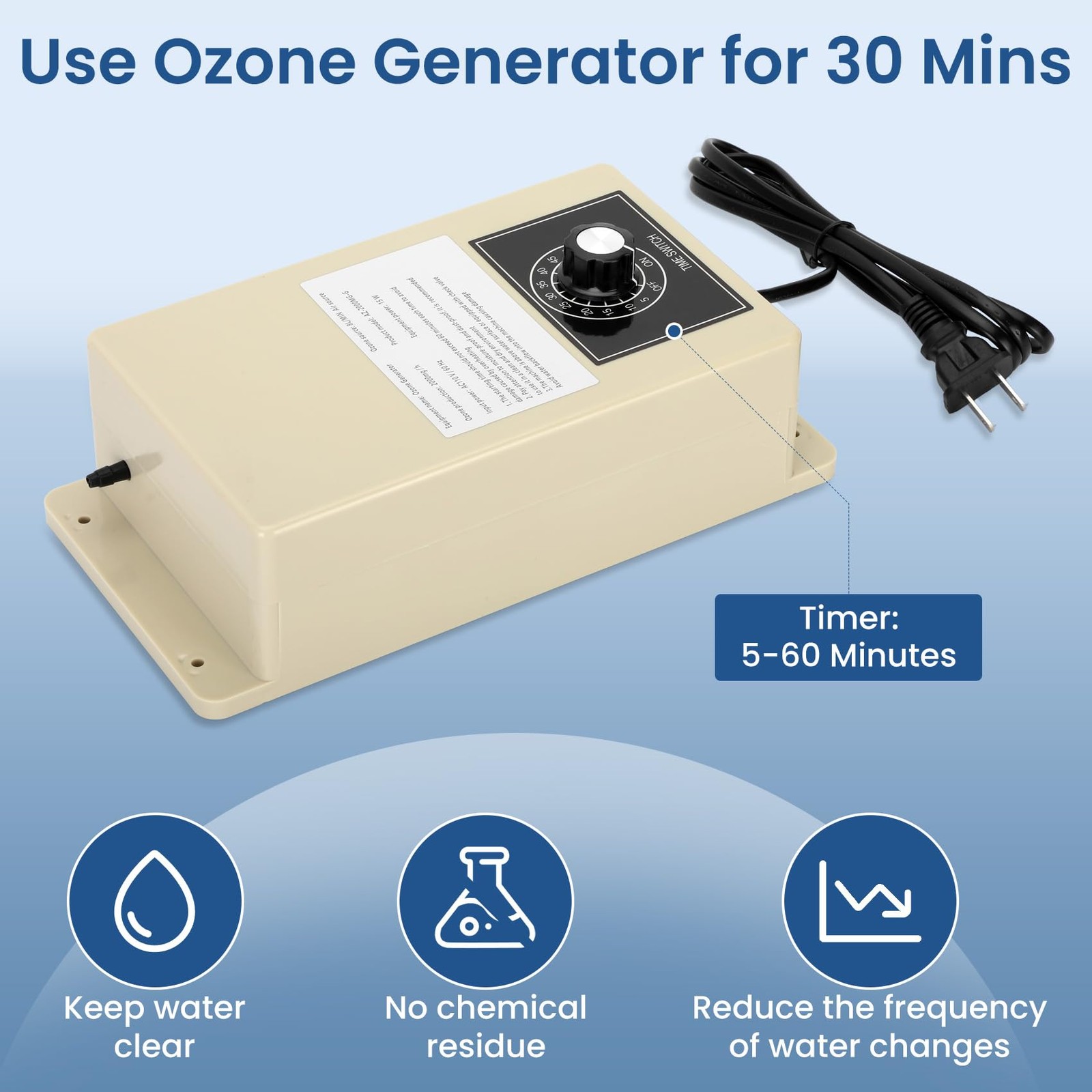 Fuceter 2000mg/h Ozone Generator Cold Plunge with Timer, Ozone Generator Water K