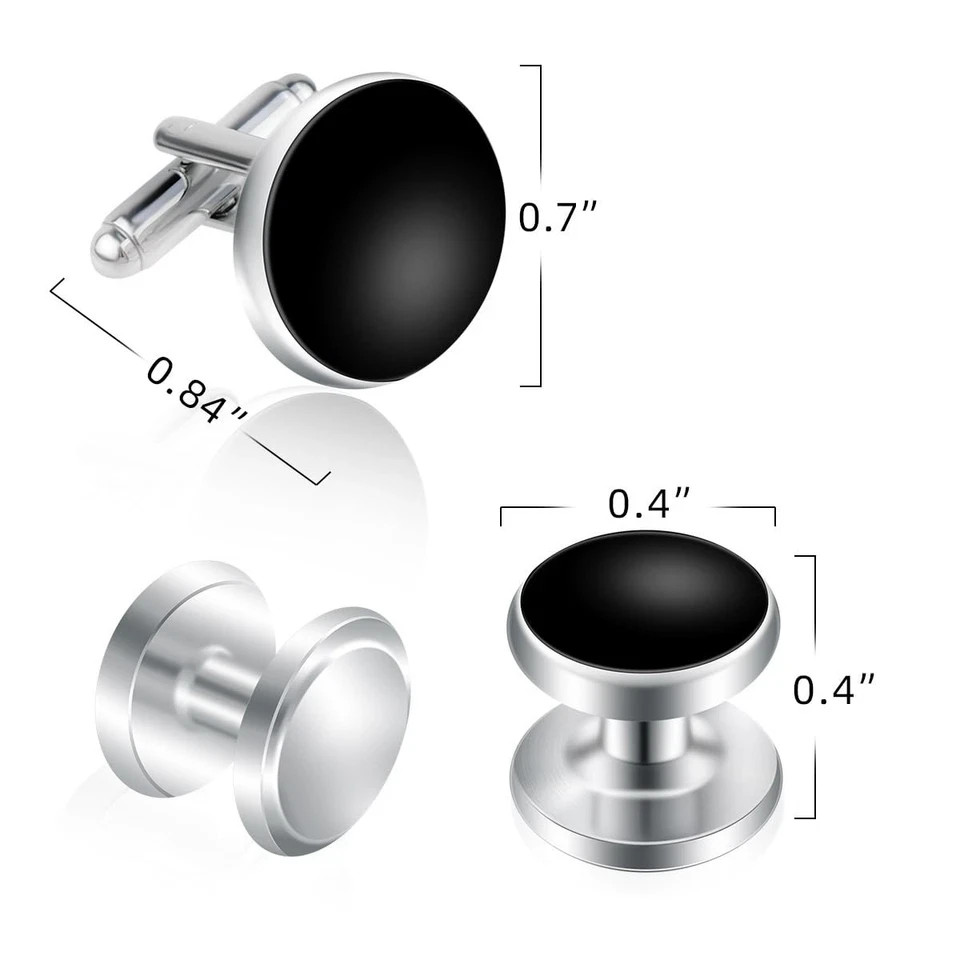 8 Pcs Tuxedo Buttons and Cufflinks Medium, Black, White