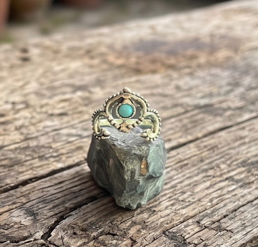 Handmade Gaia Earth Spirit Ring OOAK Nature Magic Protection Talisman Turquoise