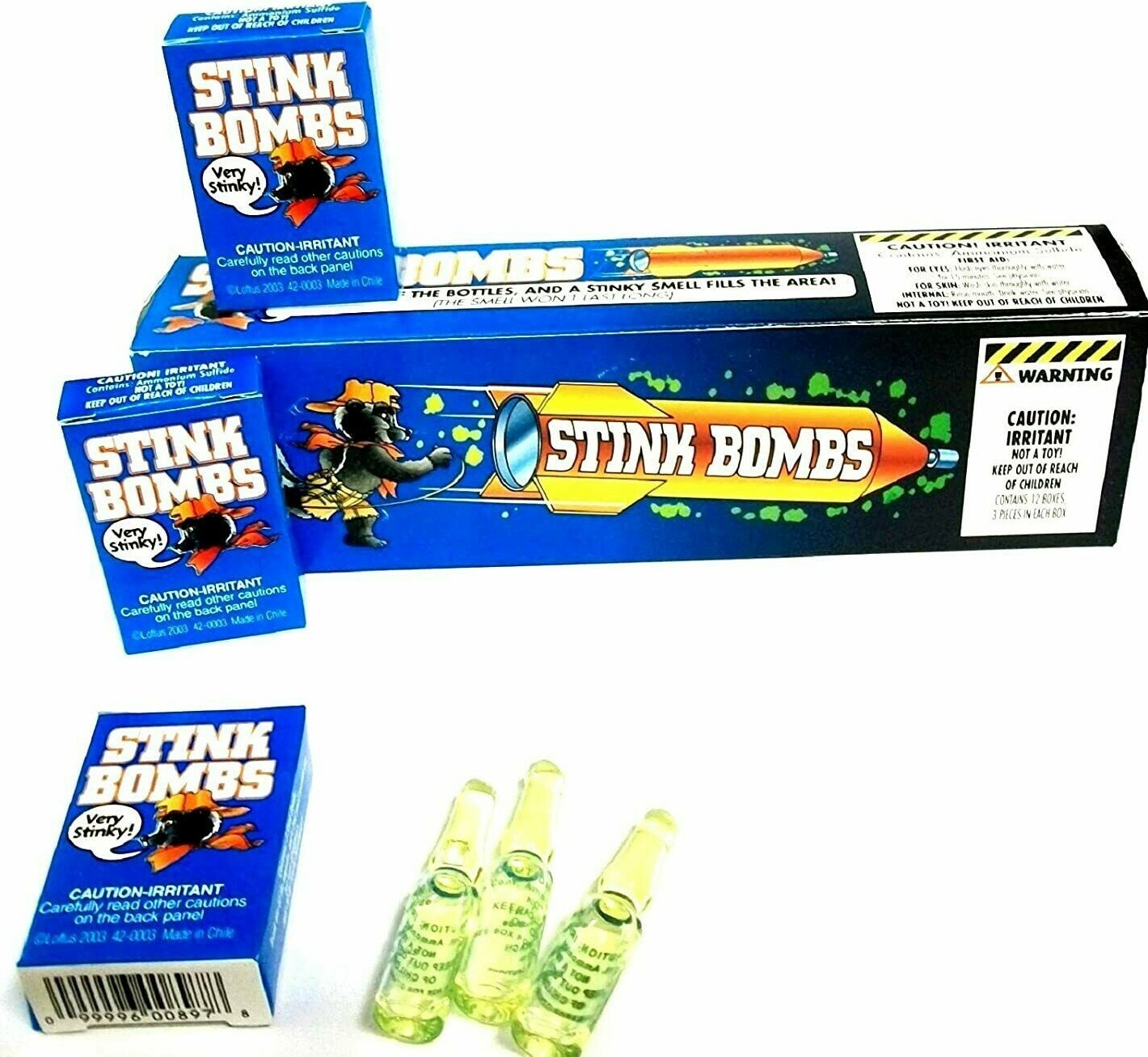 1 CASE OF GLASS STINKY STINK BOMBS 36 TOTAL – WHOLESALE