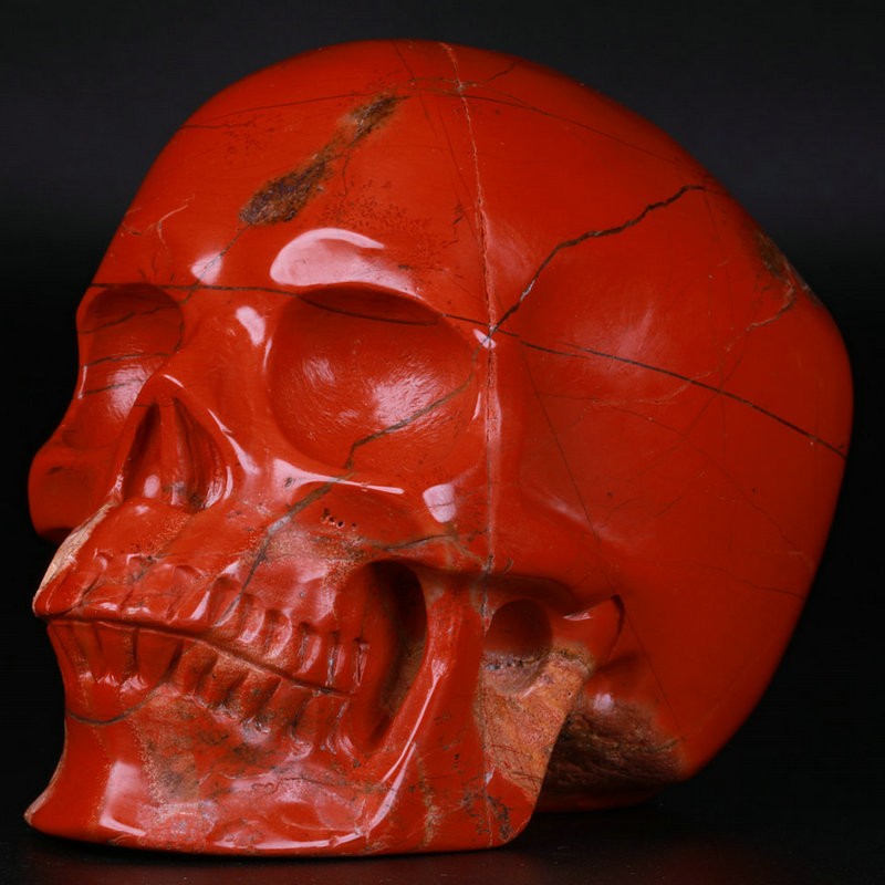 4.0″ Red Jasper Carved Crystal Skull, Realistic, Crystal Healing