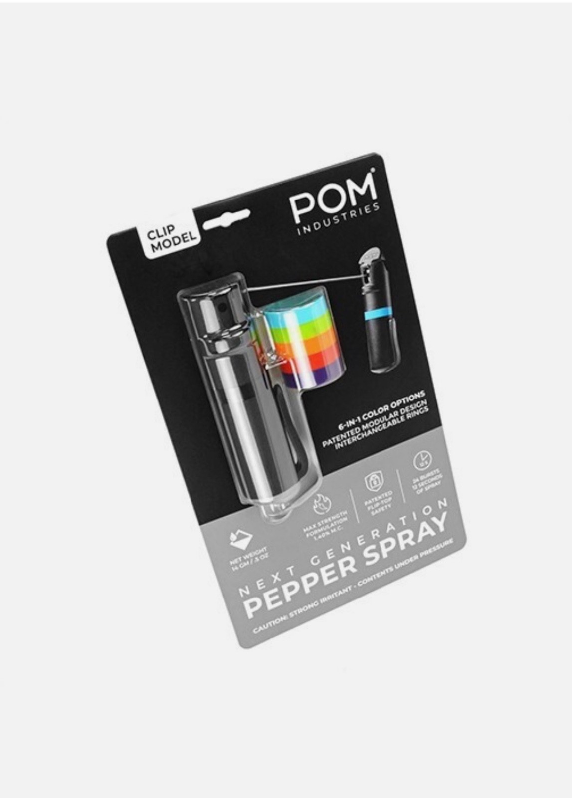 POM Pepper Spray Flip Top Clip – Maximum Strength OC Spray (Up to 12 Ft.)