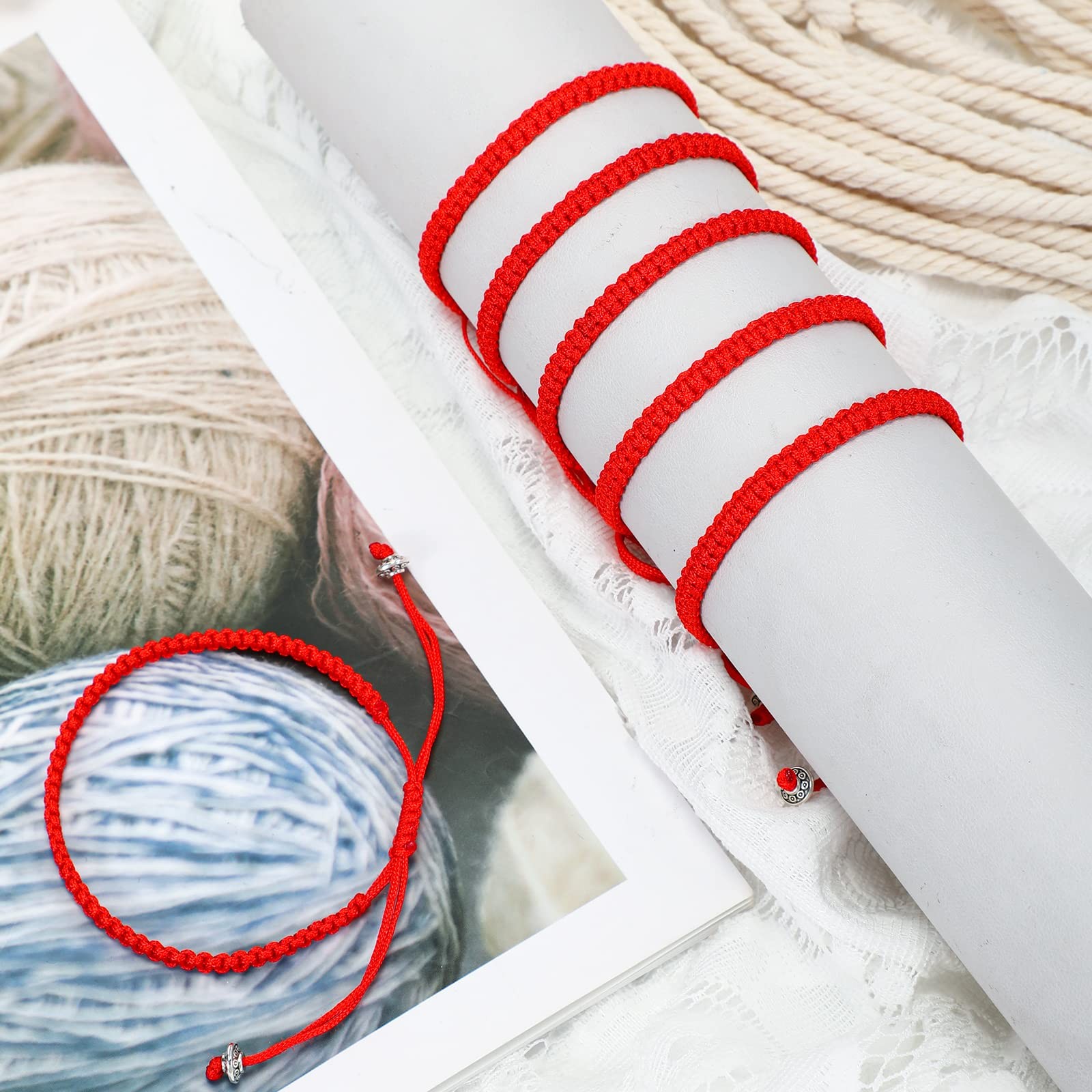 Jadive 20 Pcs Red Protection Good Luck Bracelet String of One Size, red