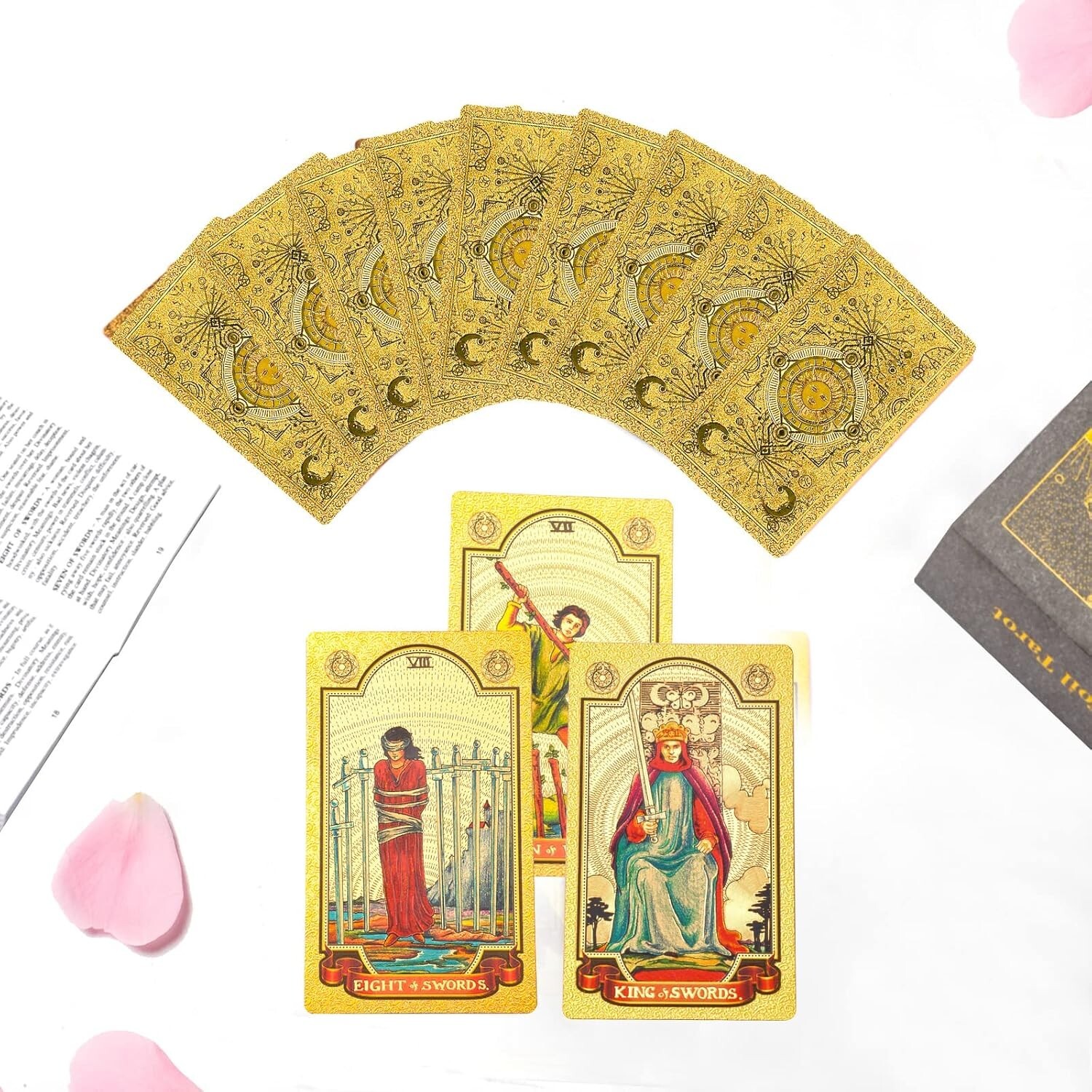 Tarot Cards 78 Luxury Gold foil Tarot Deck with Guide Book Tarot PVC Durable