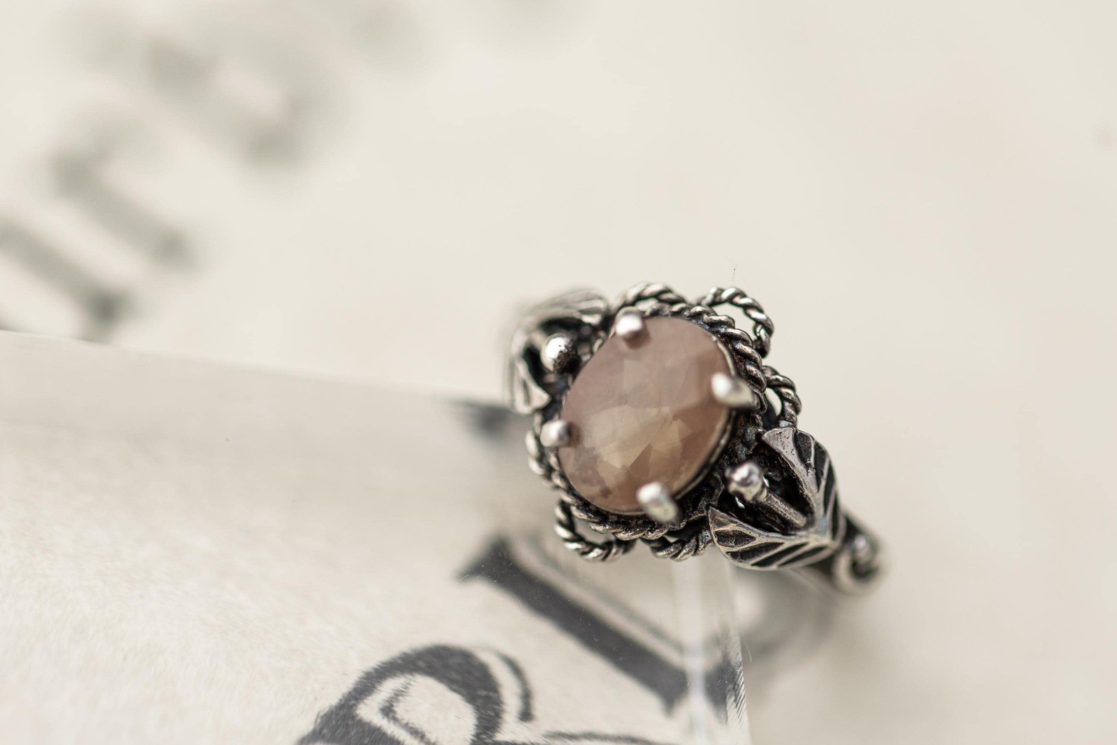 Vintage Estate Saphiret Glass Sterling Silver Ring Art Nouveau Jewelry