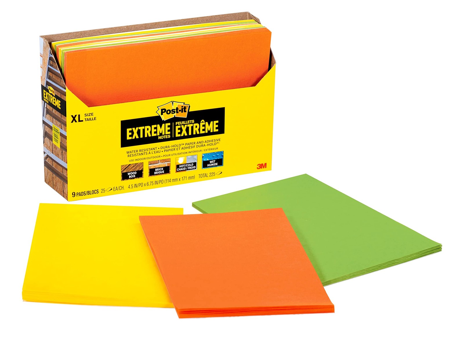 Post-it Extreme XL Notes, Works Outdoors, in Pack of 9, Multicolor