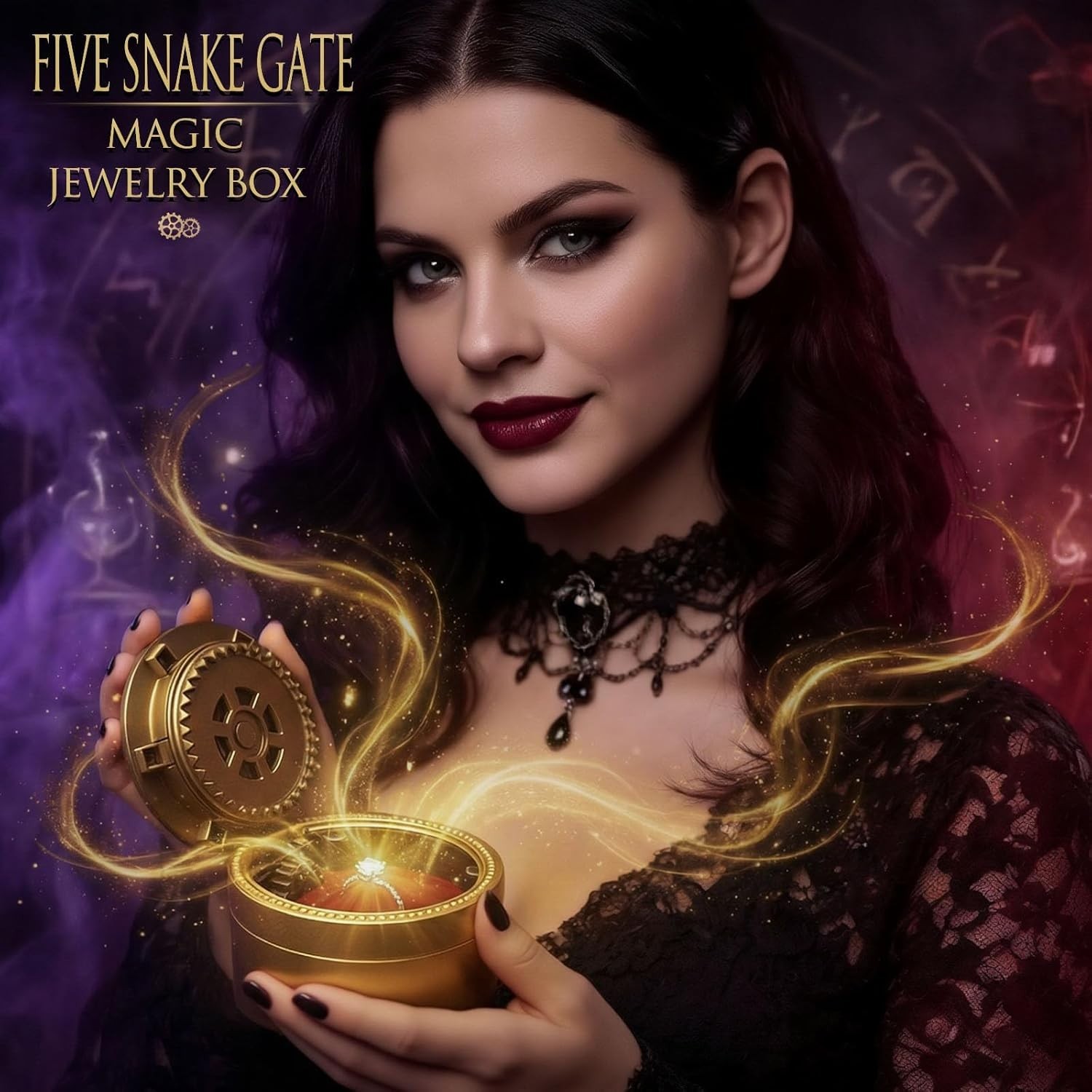 Mythical Mystery Jewelry Treasure Slytherin Ring Box Mechanical 5 Serpent Snakes
